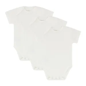 3 Pack Ribbed Short Sleeve Bodysuits - Ivory