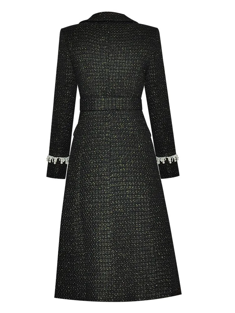 Alicia Winter Wool Blend Luxurious Crystal Double Breasted Coat