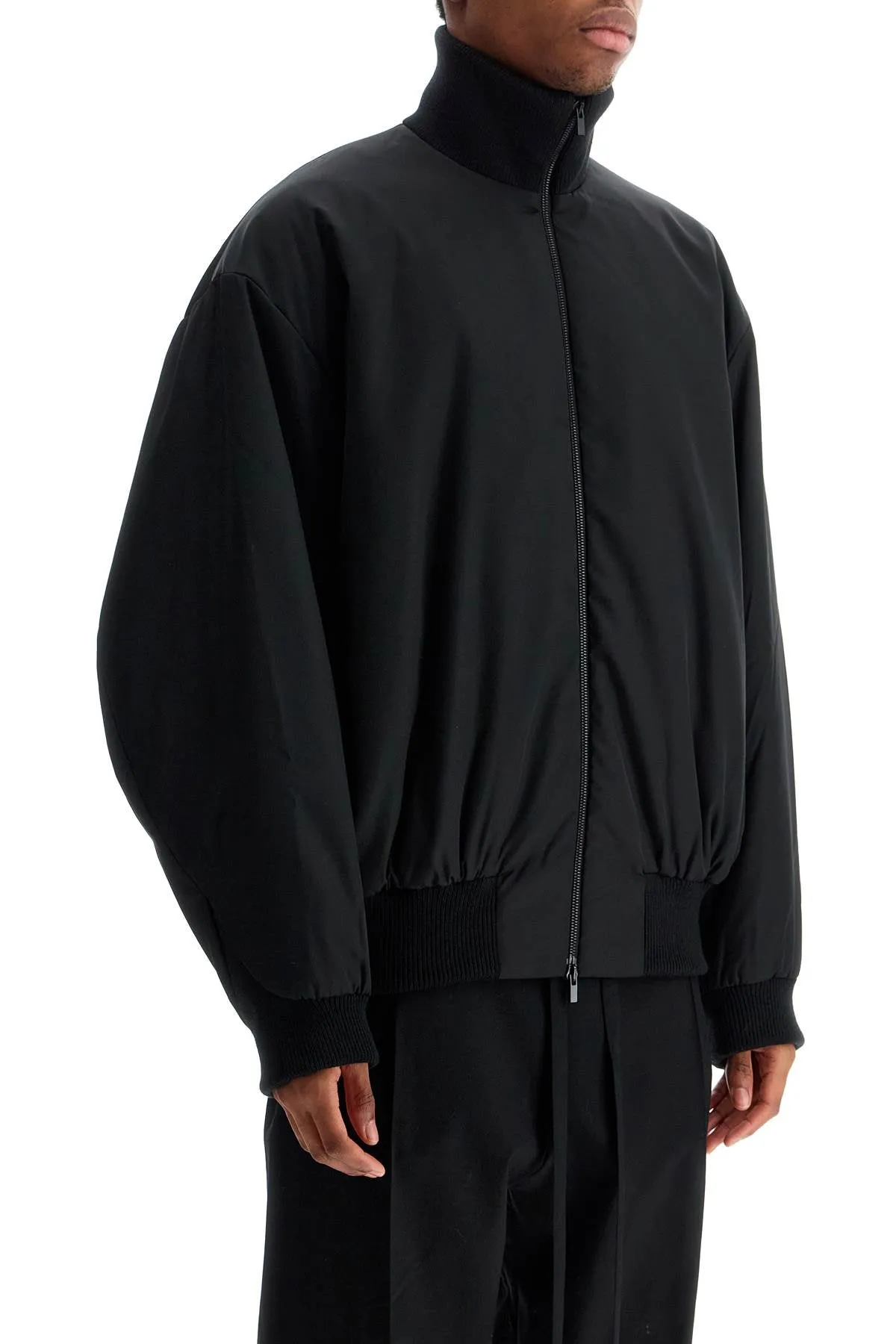 black nylon bomber with high collar FGE230 326NYW BLACK