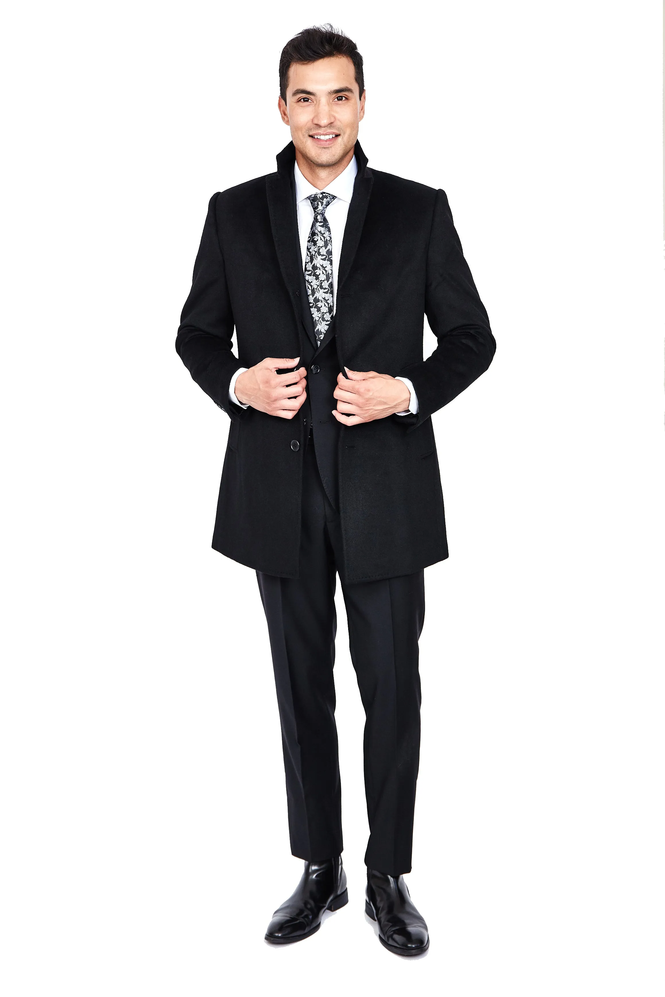 Black Wool & Cashmere Overcoat