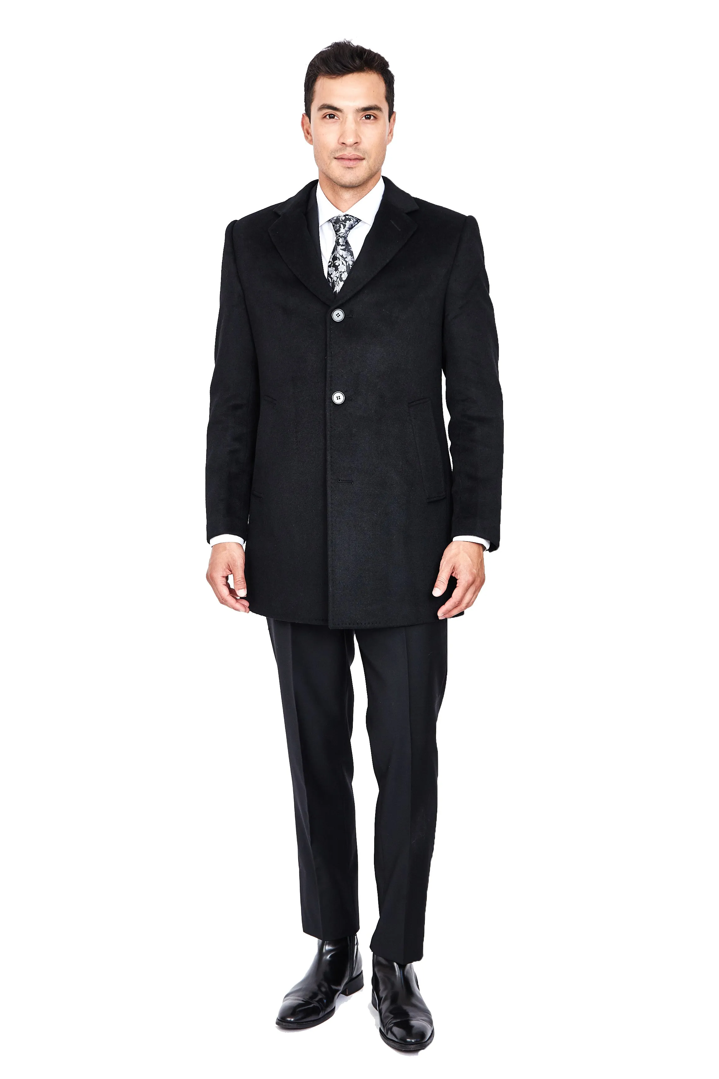 Black Wool & Cashmere Overcoat