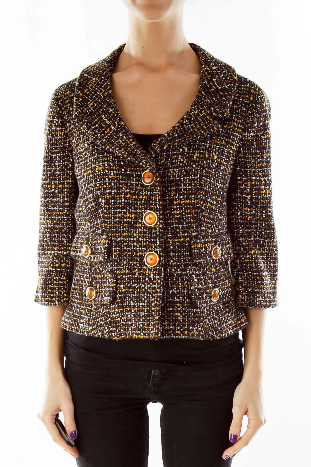 Black Yellow Tweed Jacket