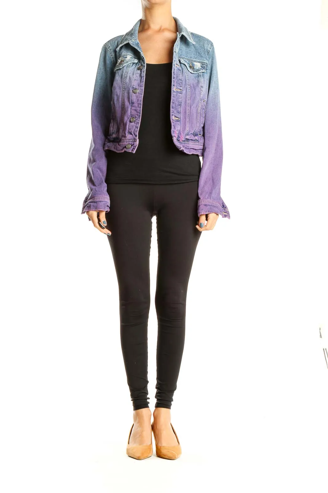 Blue and Purple Ombre Denim Jacket