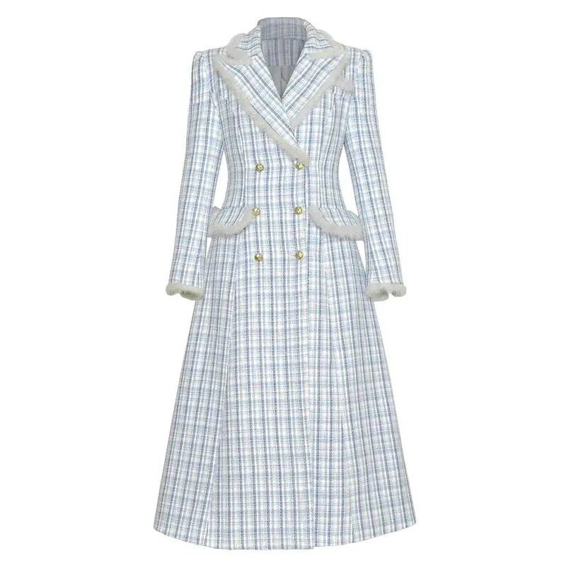Bristol  Crystal Double Breasted Plaid Tweed Coat