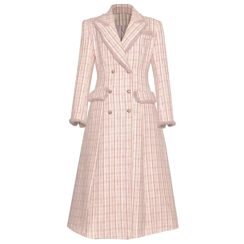 Bristol  Crystal Double Breasted Plaid Tweed Coat