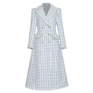 Bristol  Crystal Double Breasted Plaid Tweed Coat