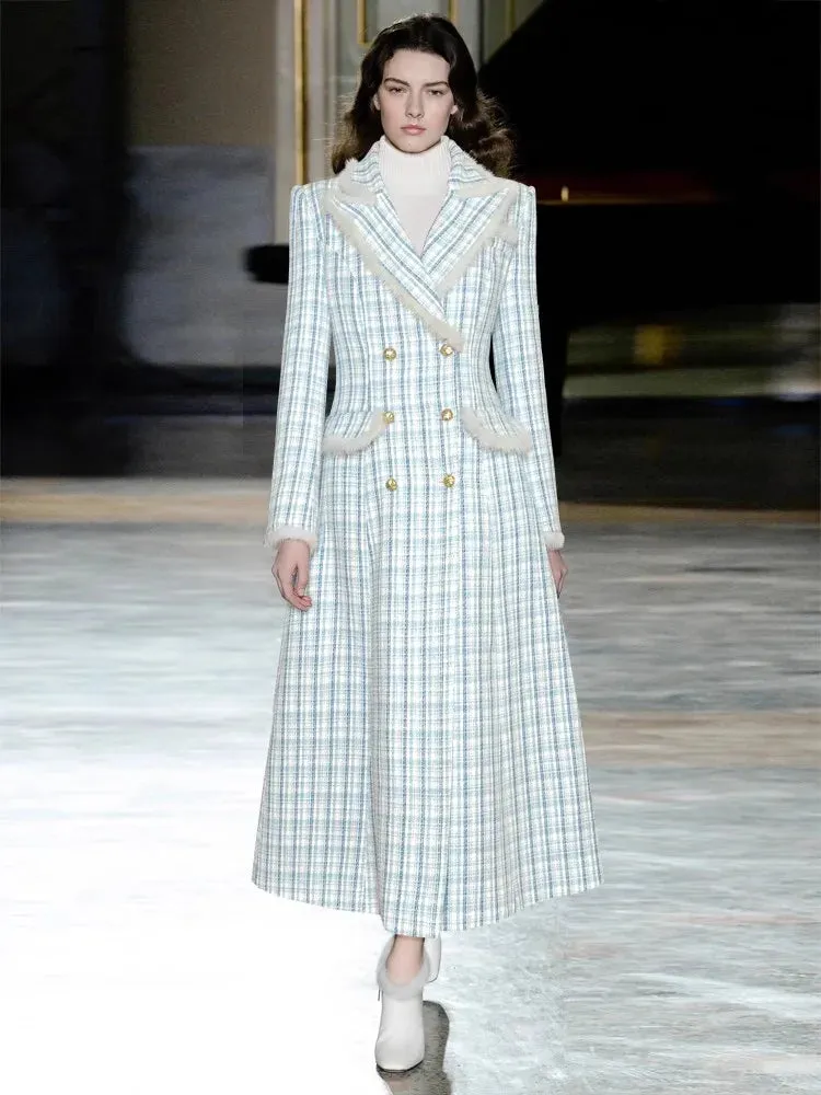 Bristol  Crystal Double Breasted Plaid Tweed Coat