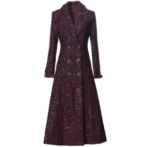 Brittany Double Breasted Sequins Tweed Coat