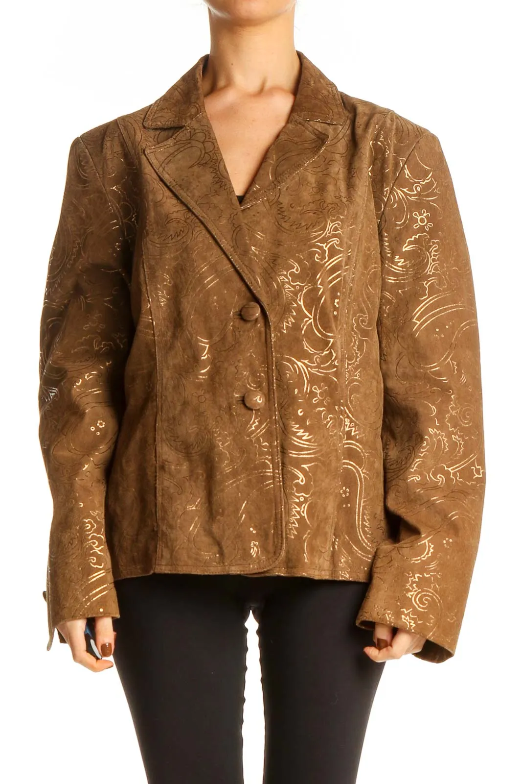 Brown Leather Embossed Jacket