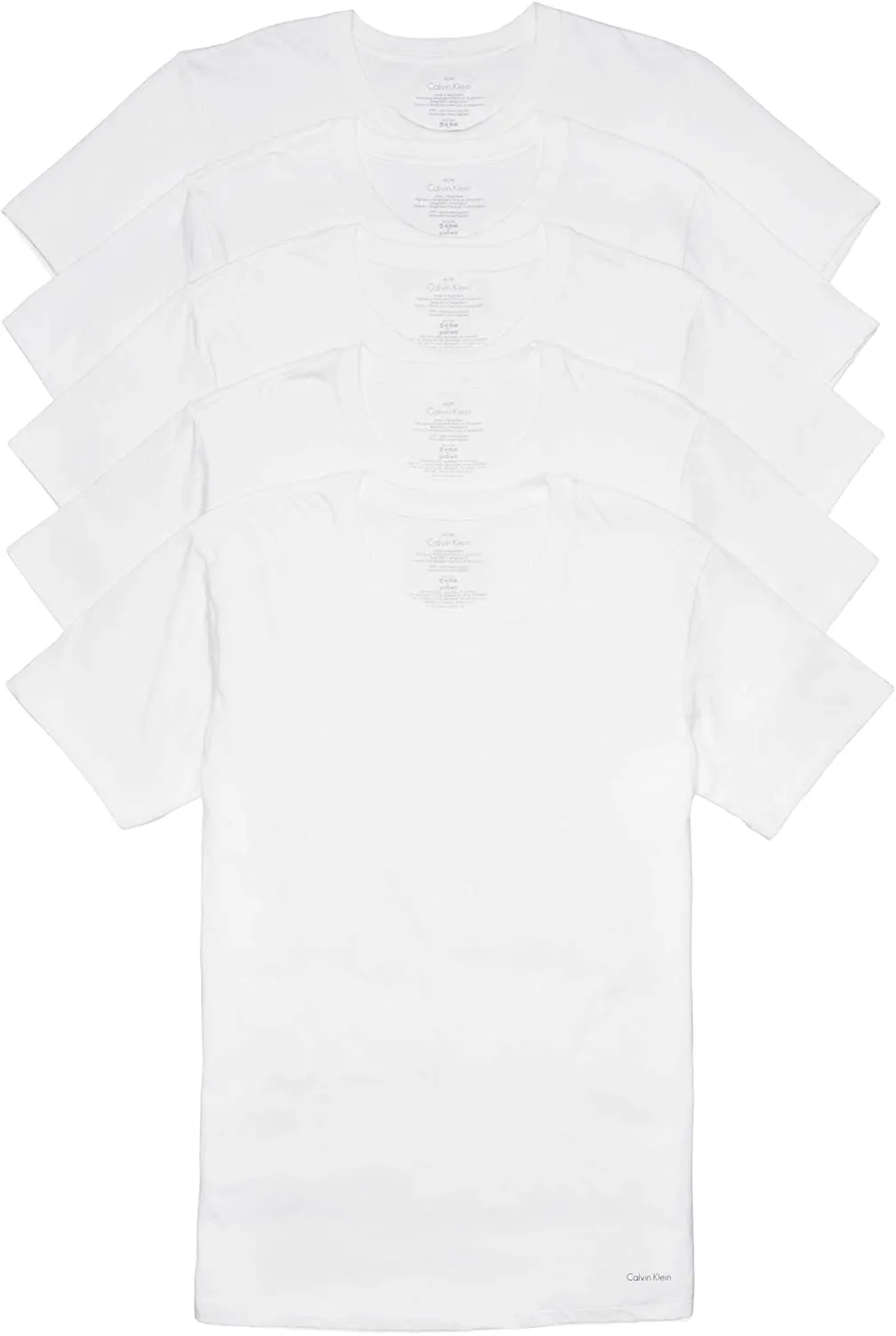 Calvin Klein Men's 5-Pk Cotton Crew Neck Undershirts White, XL