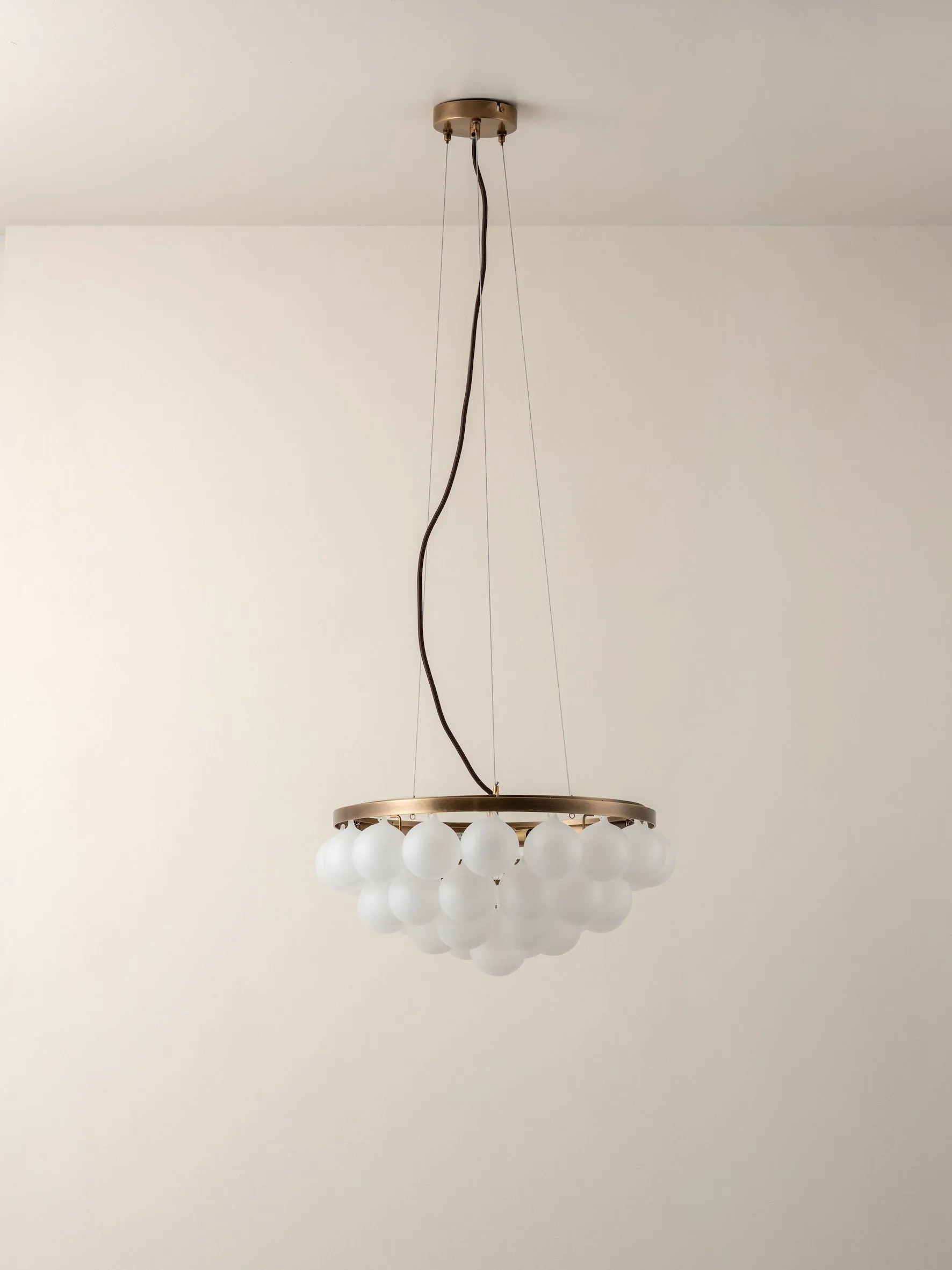 Cloudia - 3 light small white frosted brass chandelier
