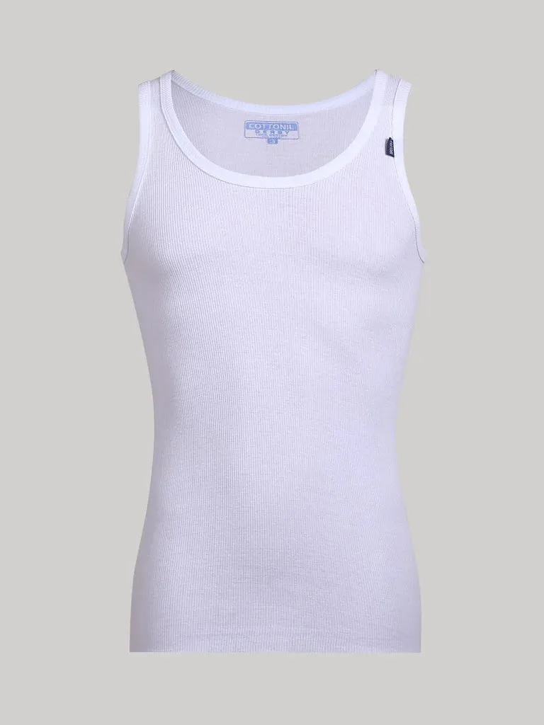 Cottonil, Sleeveless Undershirts Derby-White-For Men