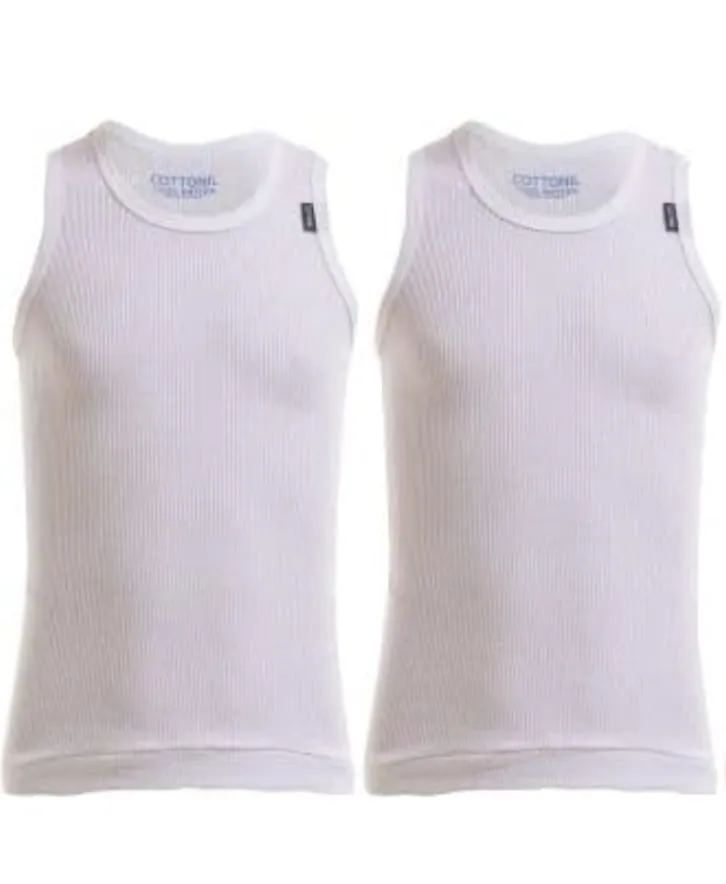 Cottonil, Sleeveless Undershirts Derby-White-For Men