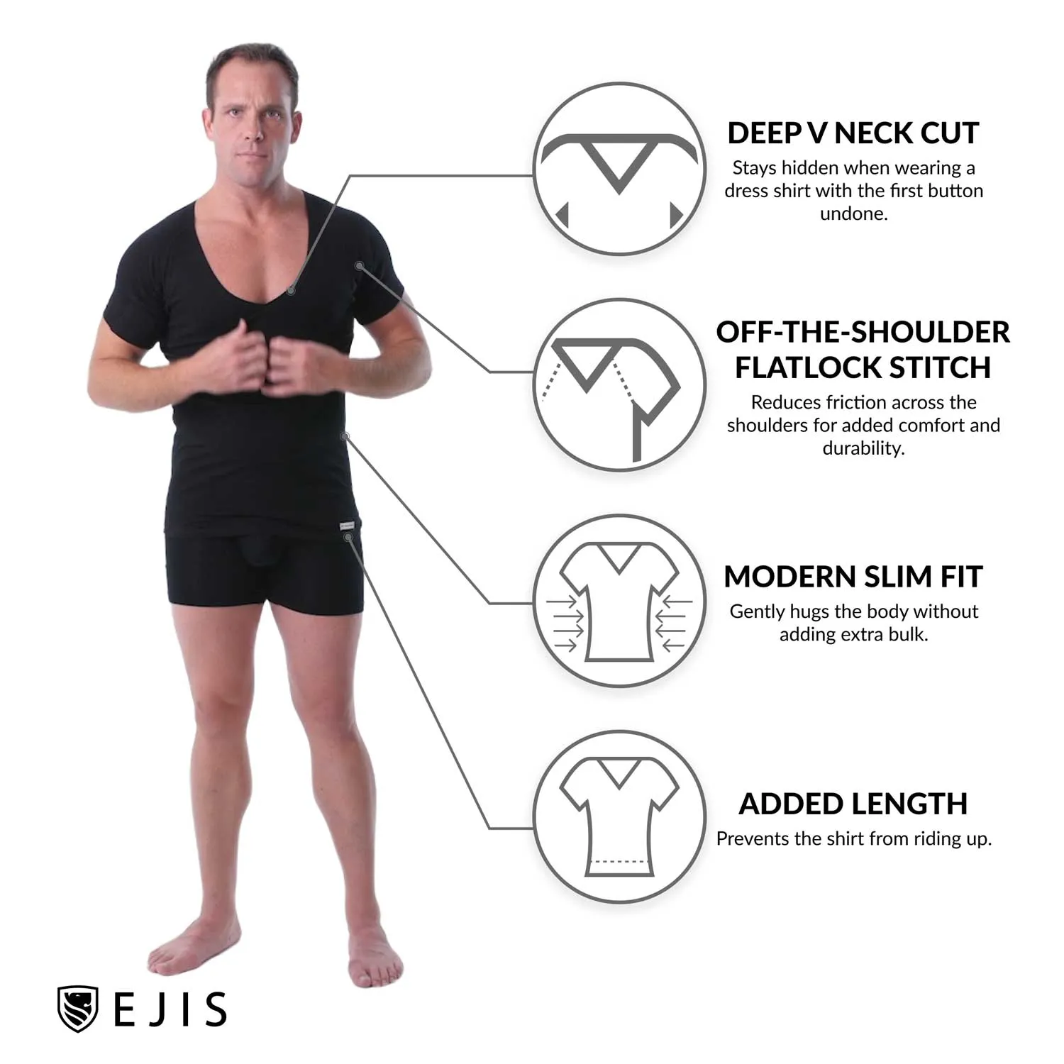 Deep V Cotton Sweat Proof Undershirt For Men - Grey 3-Pack
