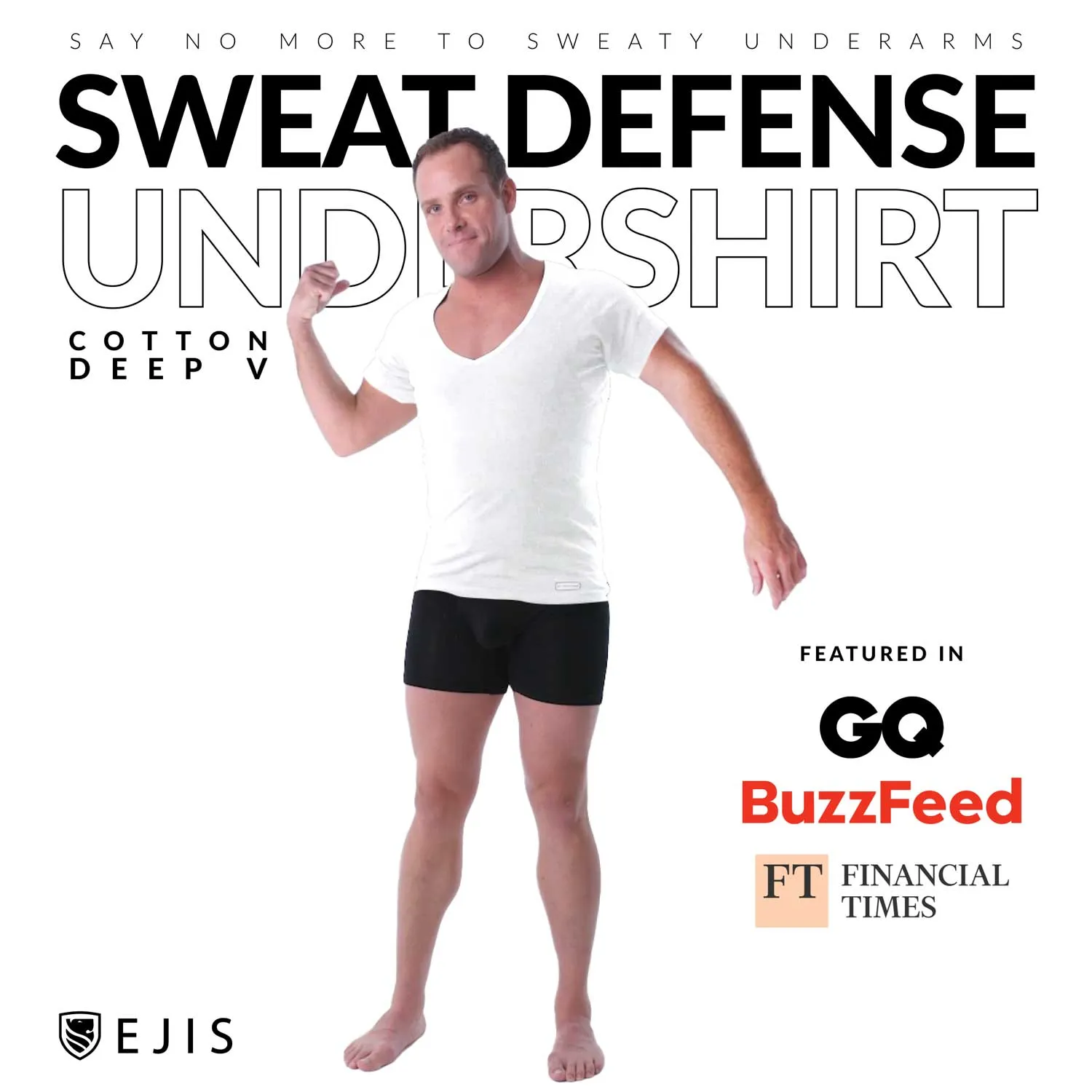 Deep V Cotton Sweat Proof Undershirt For Men - Mix 6-Pack (3x White, Grey)
