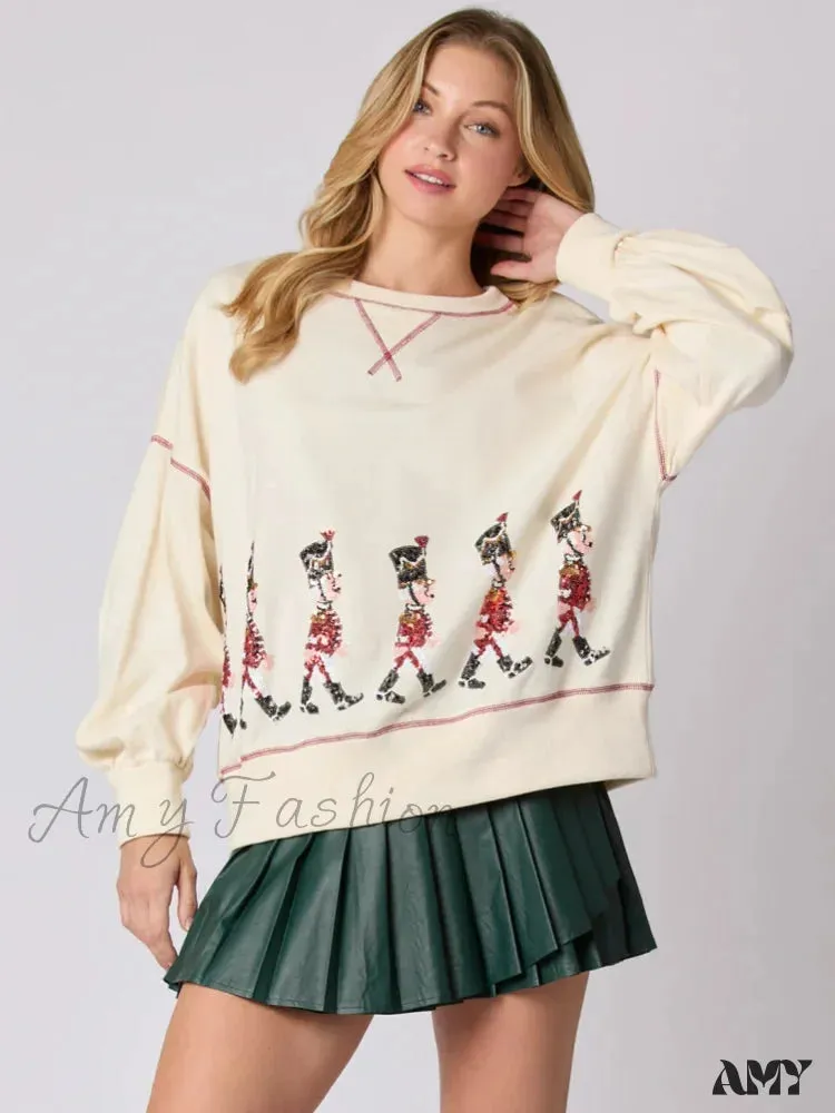 Glitter Patchwork Vintage Harajuku Christmas Hoodie