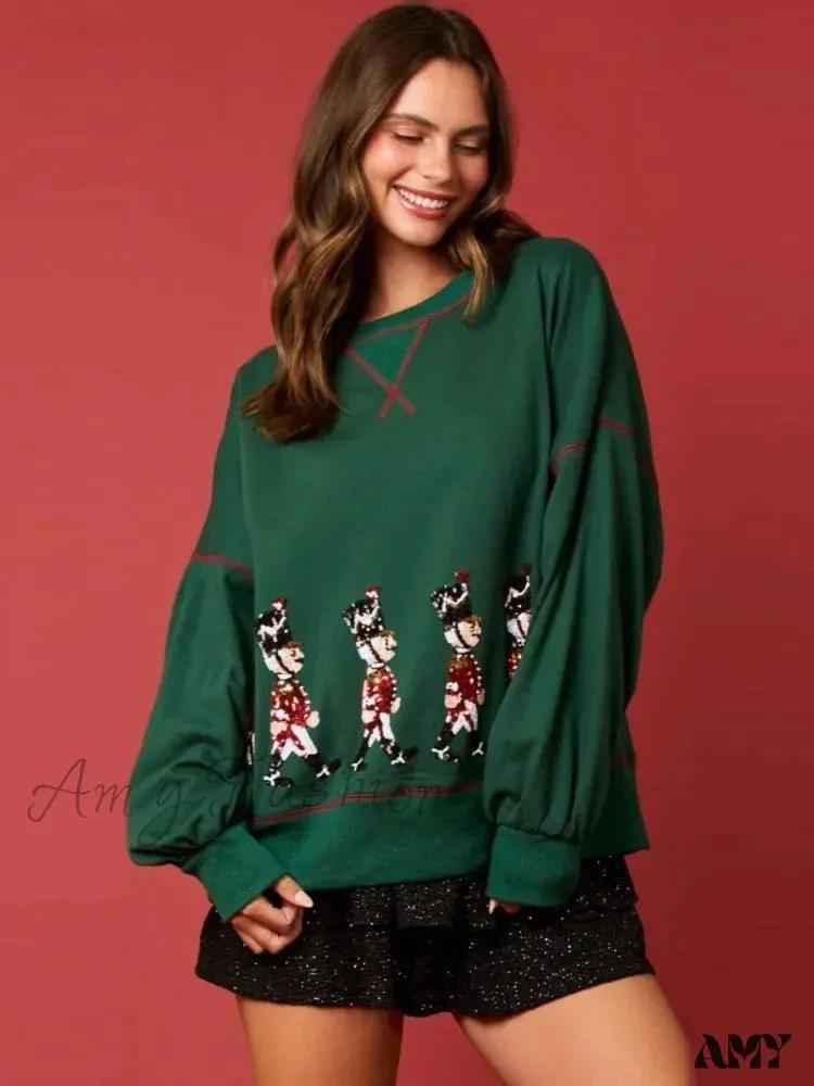 Glitter Patchwork Vintage Harajuku Christmas Hoodie