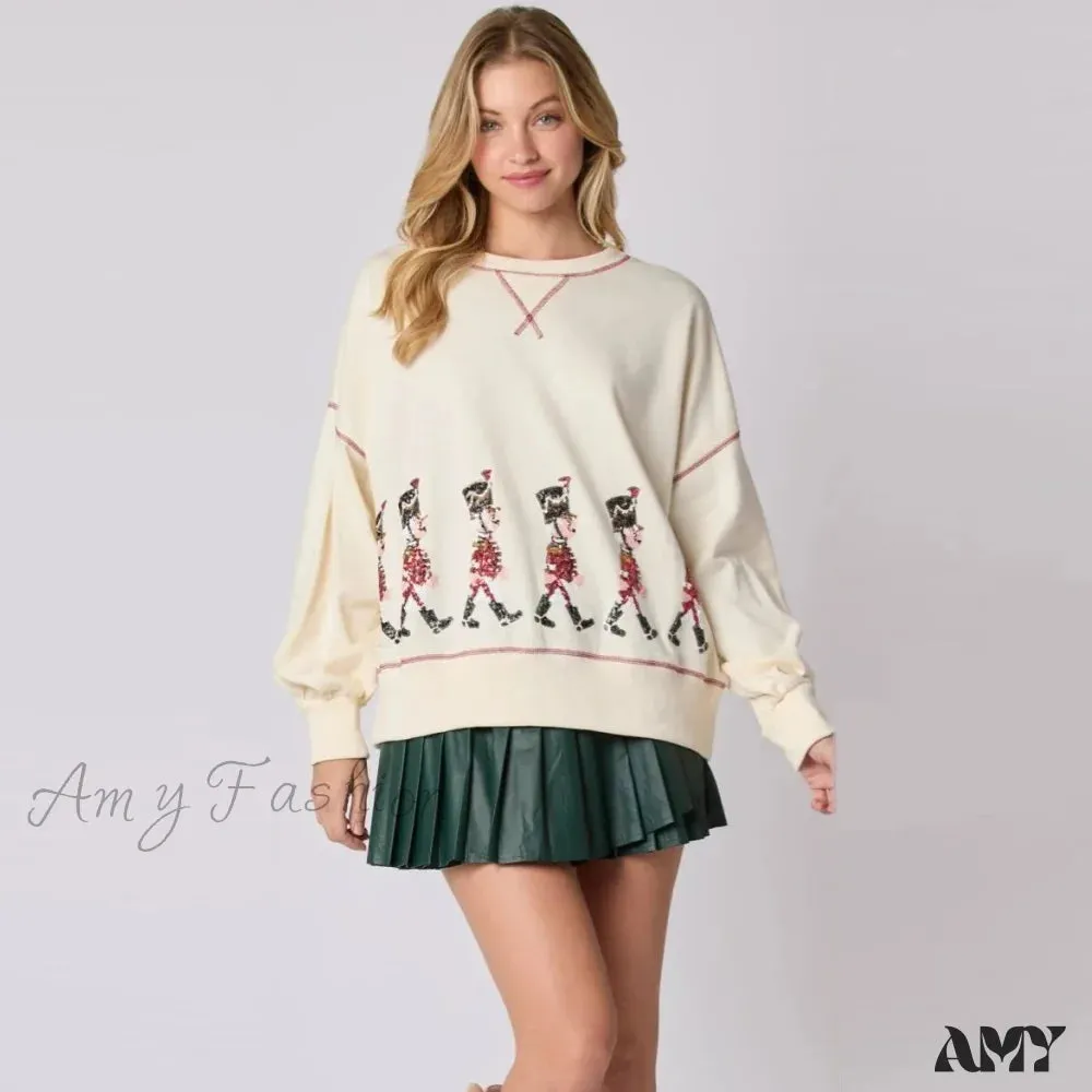 Glitter Patchwork Vintage Harajuku Christmas Hoodie