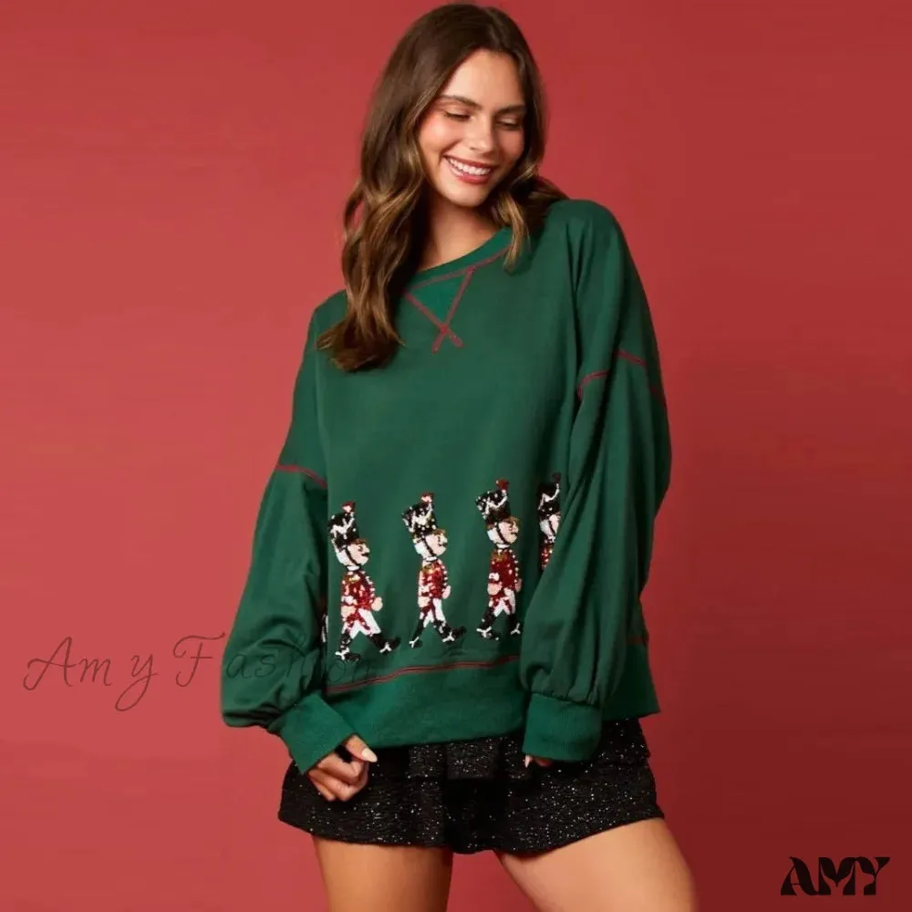 Glitter Patchwork Vintage Harajuku Christmas Hoodie