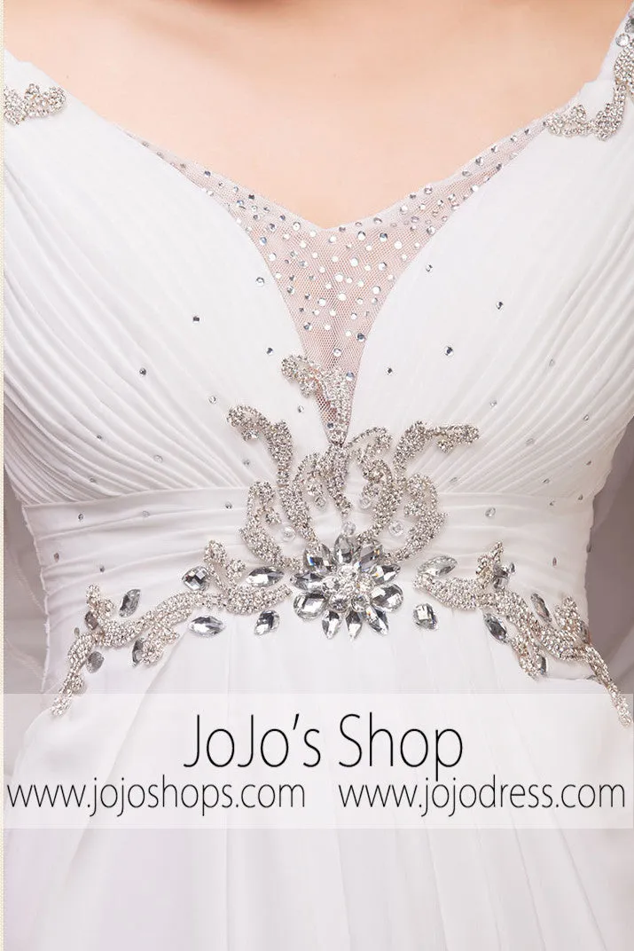 Grecian Goddess V Neck Jeweled Wedding Dress | G2006