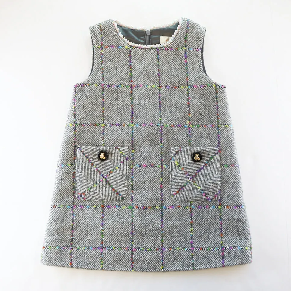 Grey Herringbone Wooly Coat