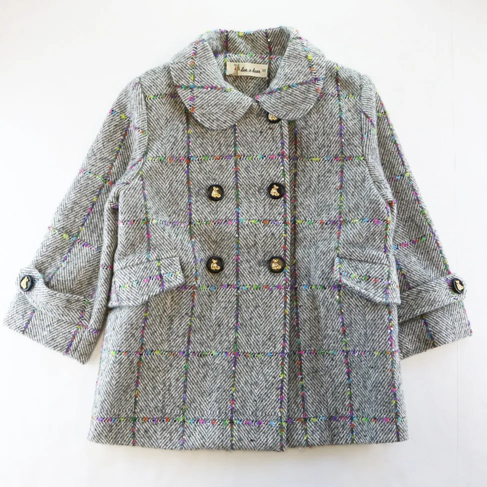 Grey Herringbone Wooly Coat