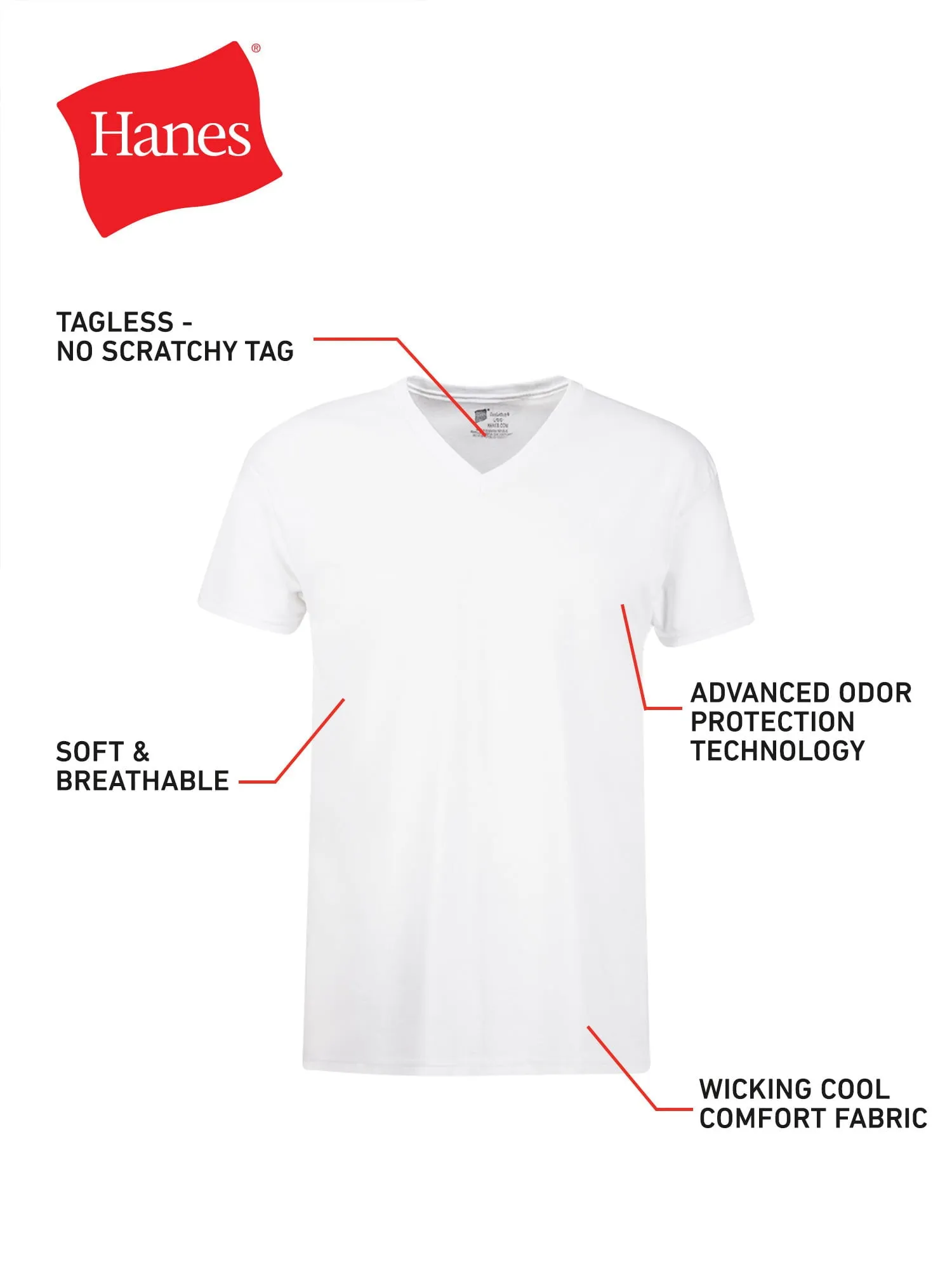 Hanes Men's Super Value Pack White V-Neck Undershirts, 10 Pack