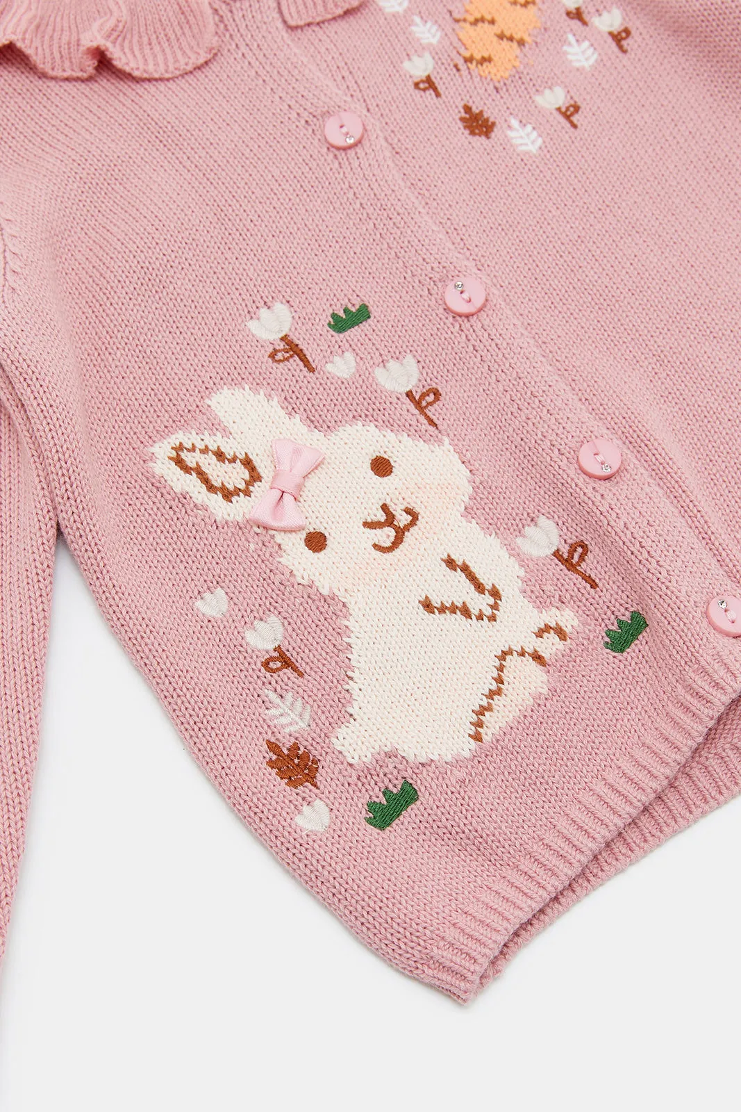 Infant Girls Pink Embellished Cardigan