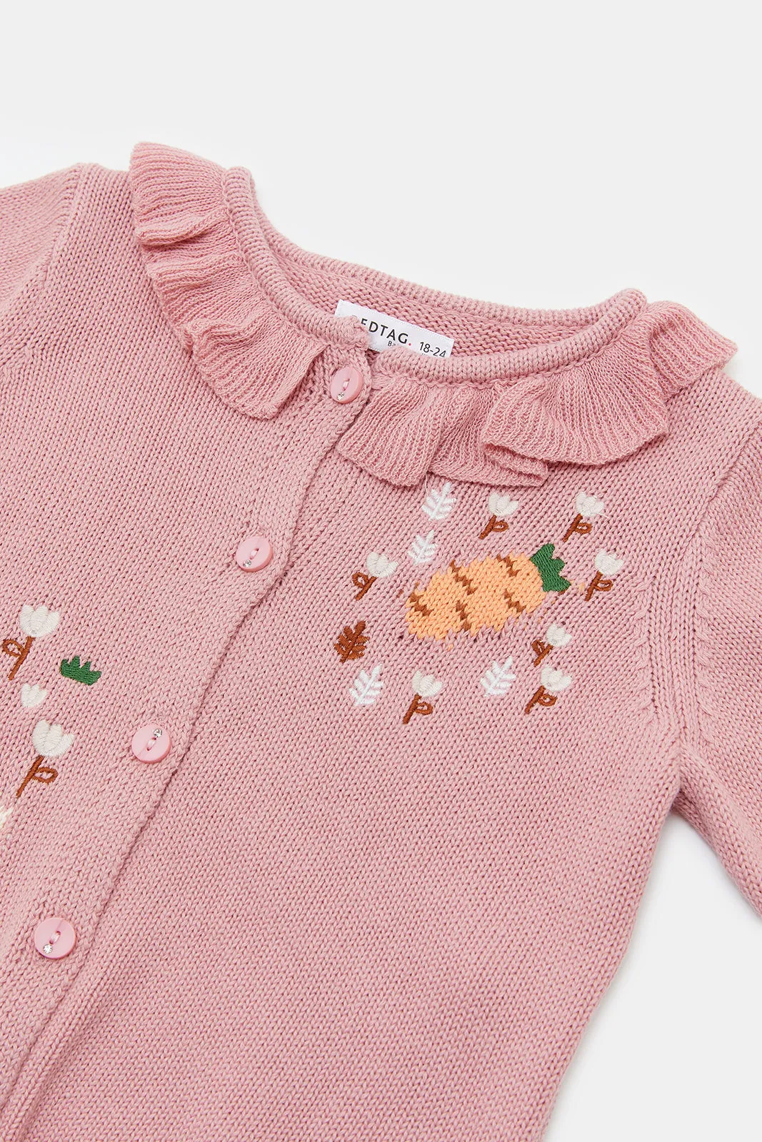 Infant Girls Pink Embellished Cardigan