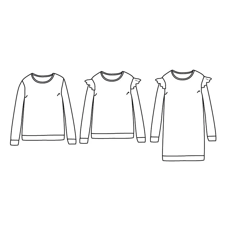 JASMIN sweatshirt/dress - kids 3/12- Paper Sewing Pattern
