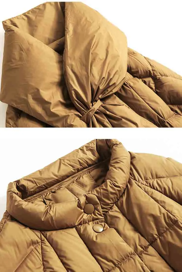 Loose Scarf Collar Long Down Puffer Coat