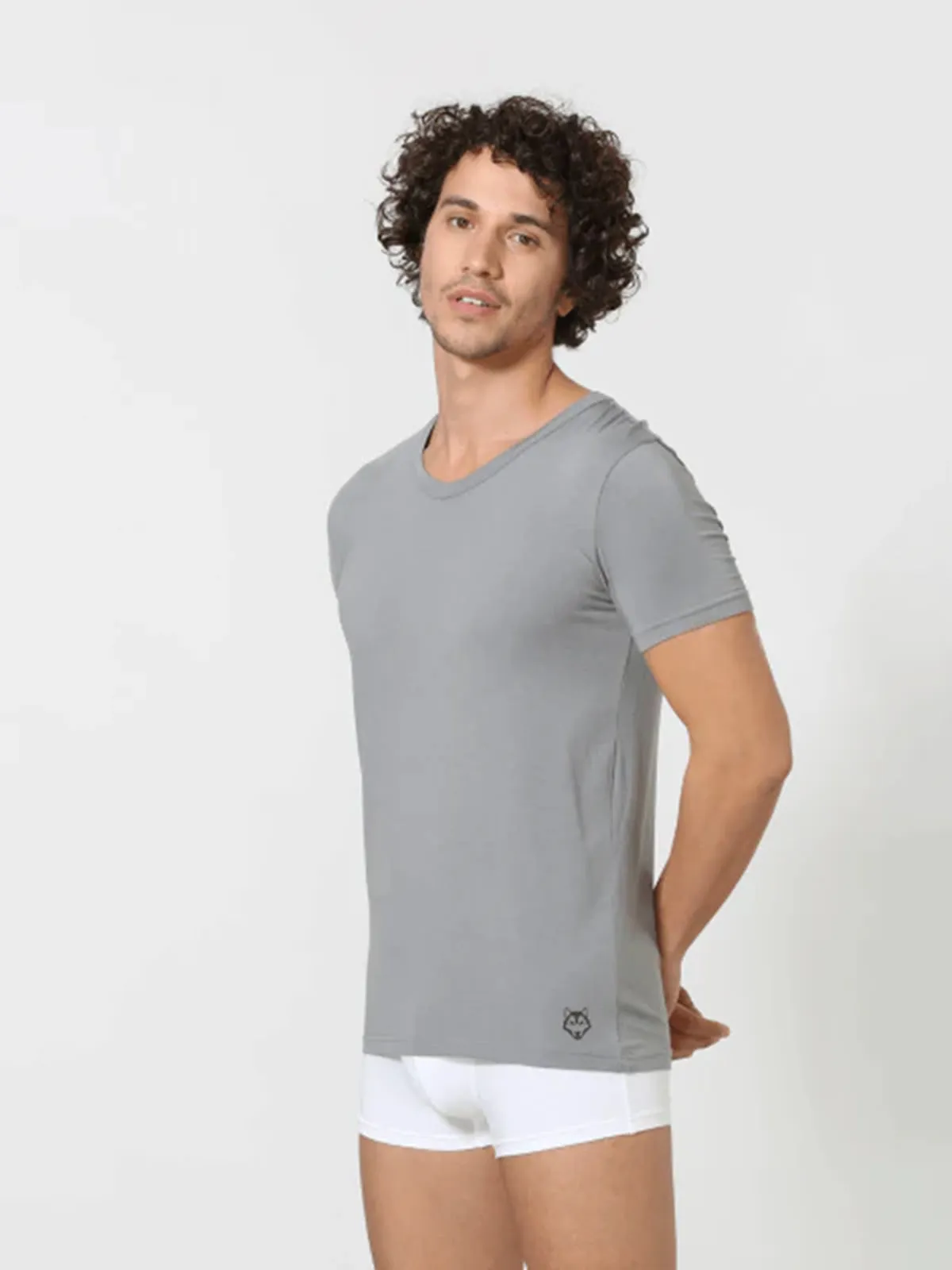 Luxury Modal V-Neck Undershirt - Soft Grey