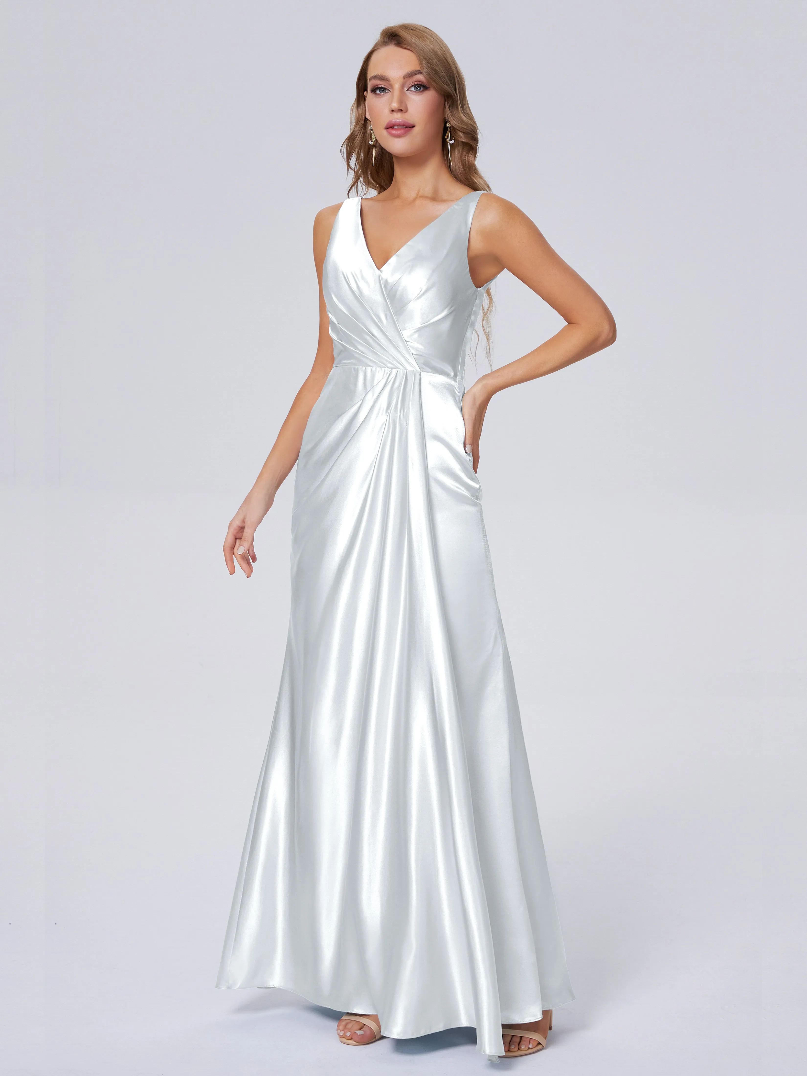 Parker V Neck Soft Satin Bridesmaid Dresses