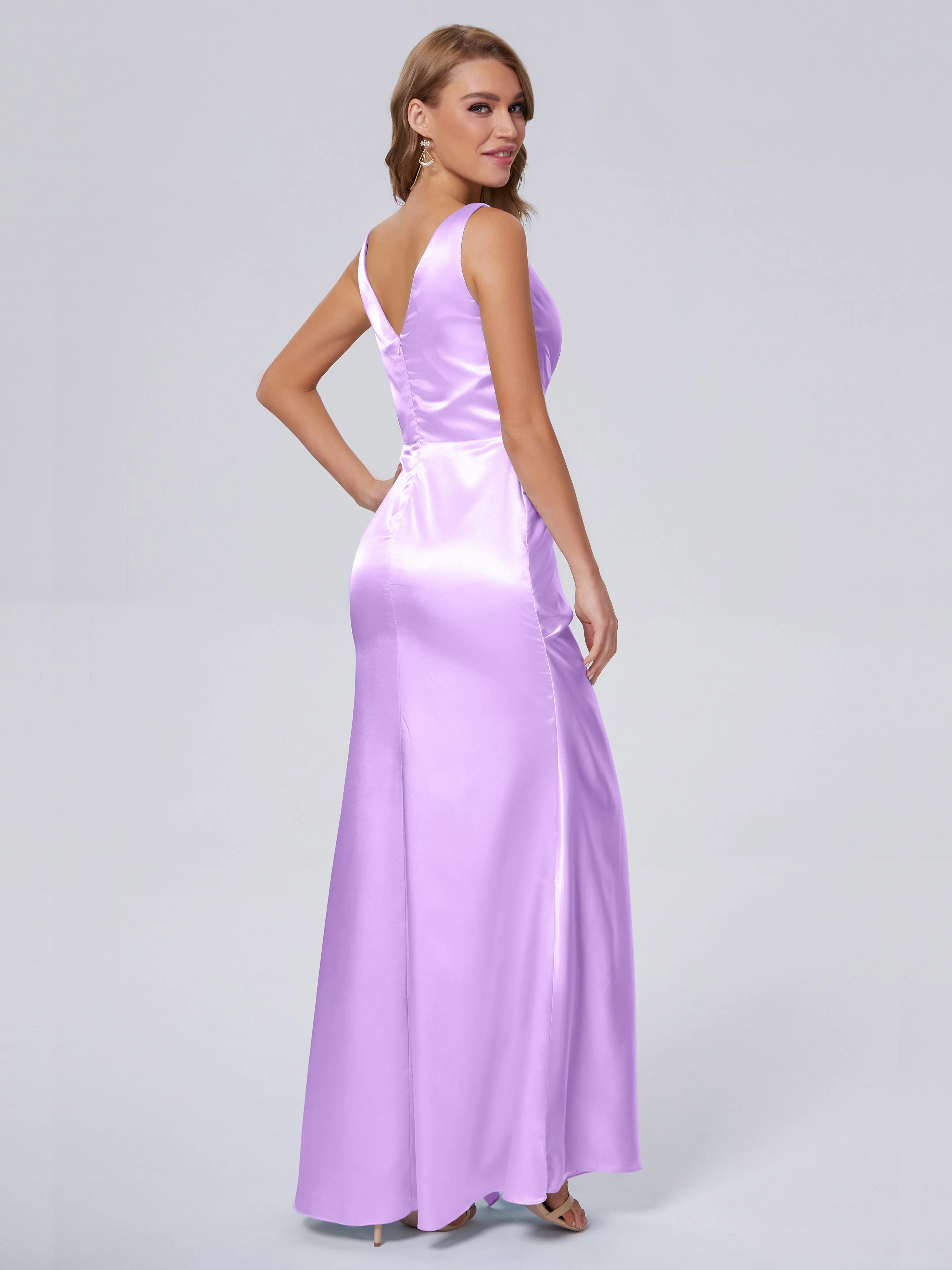 Parker V Neck Soft Satin Bridesmaid Dresses