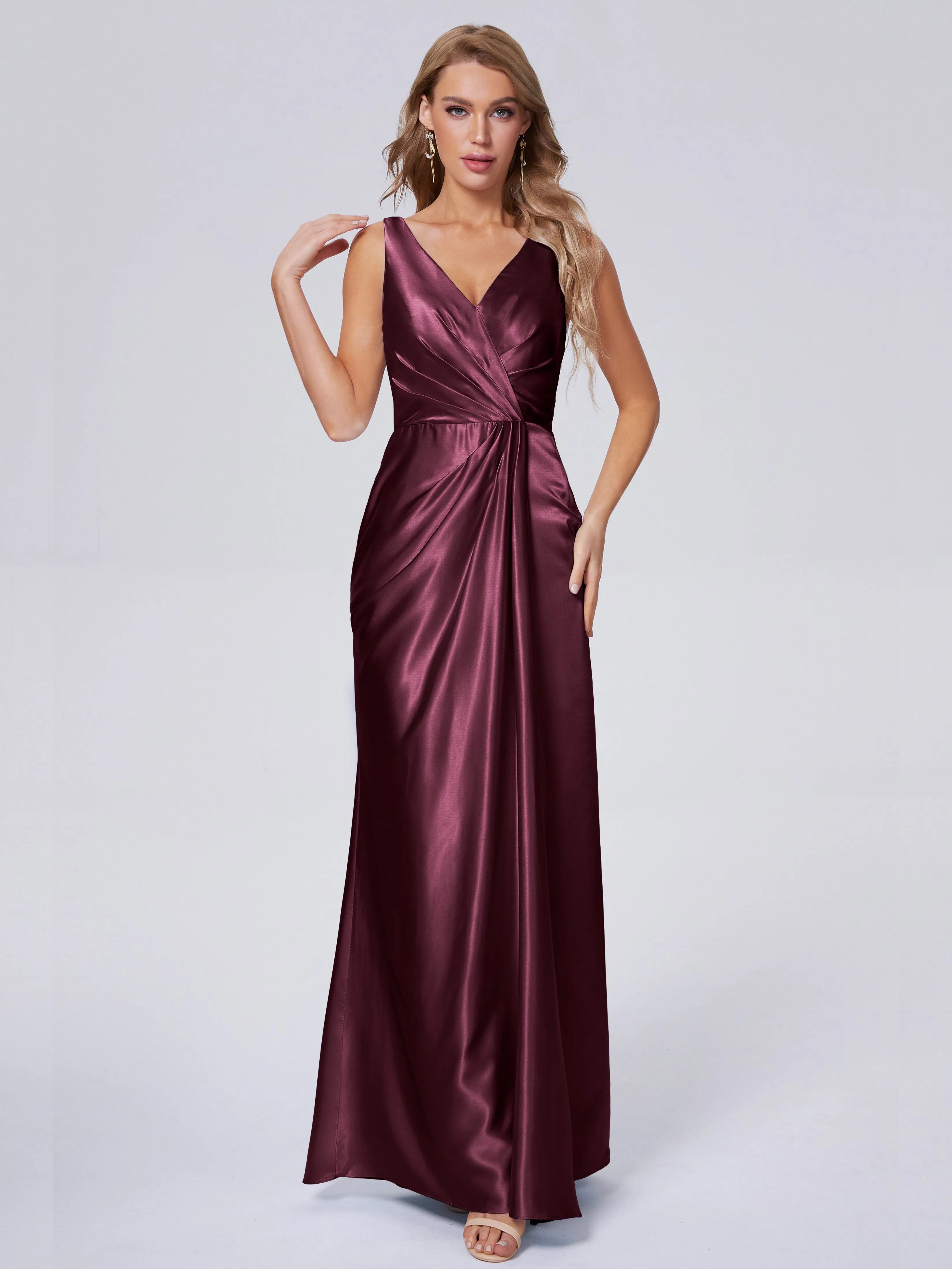 Parker V Neck Soft Satin Bridesmaid Dresses