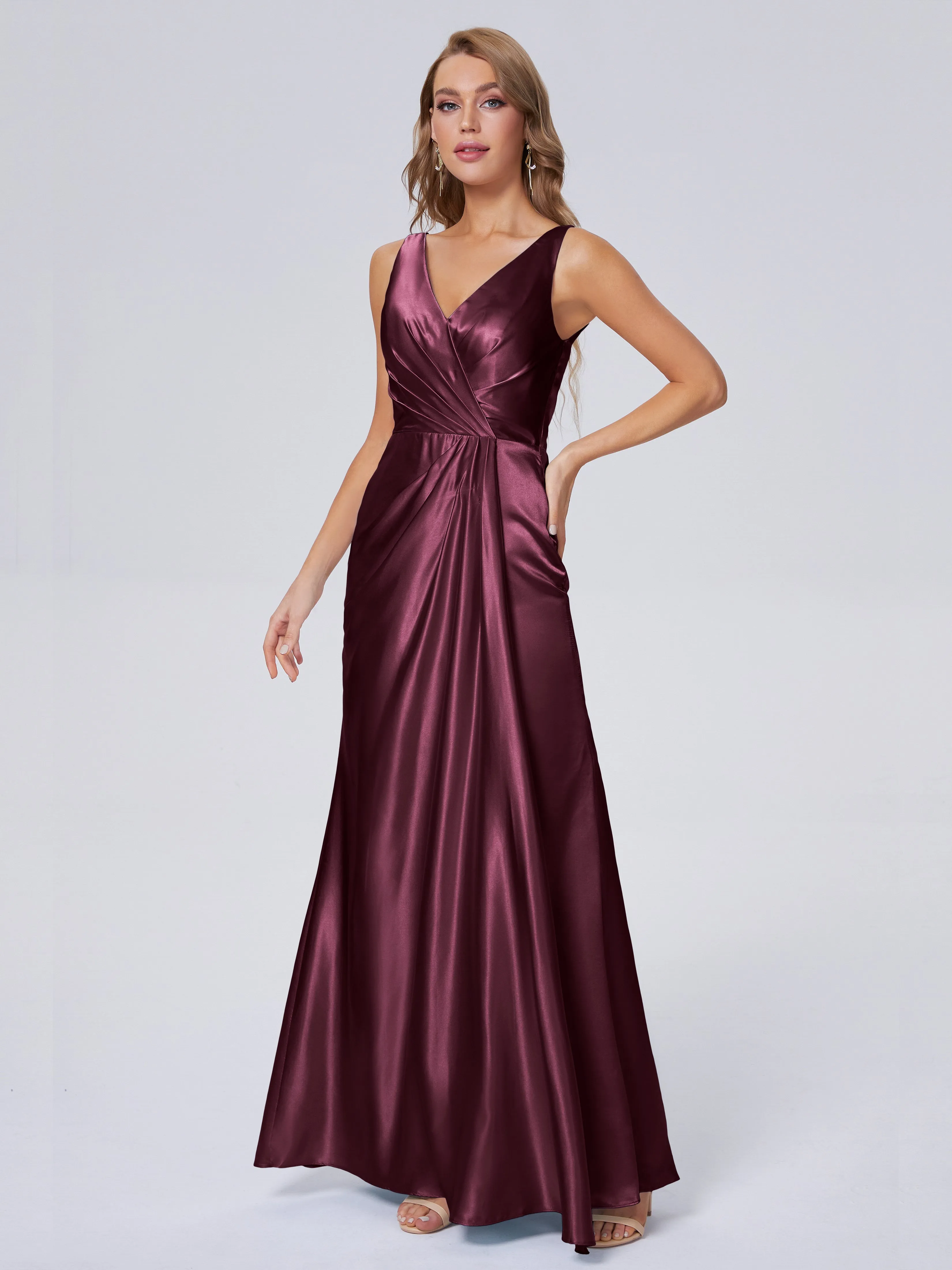 Parker V Neck Soft Satin Bridesmaid Dresses