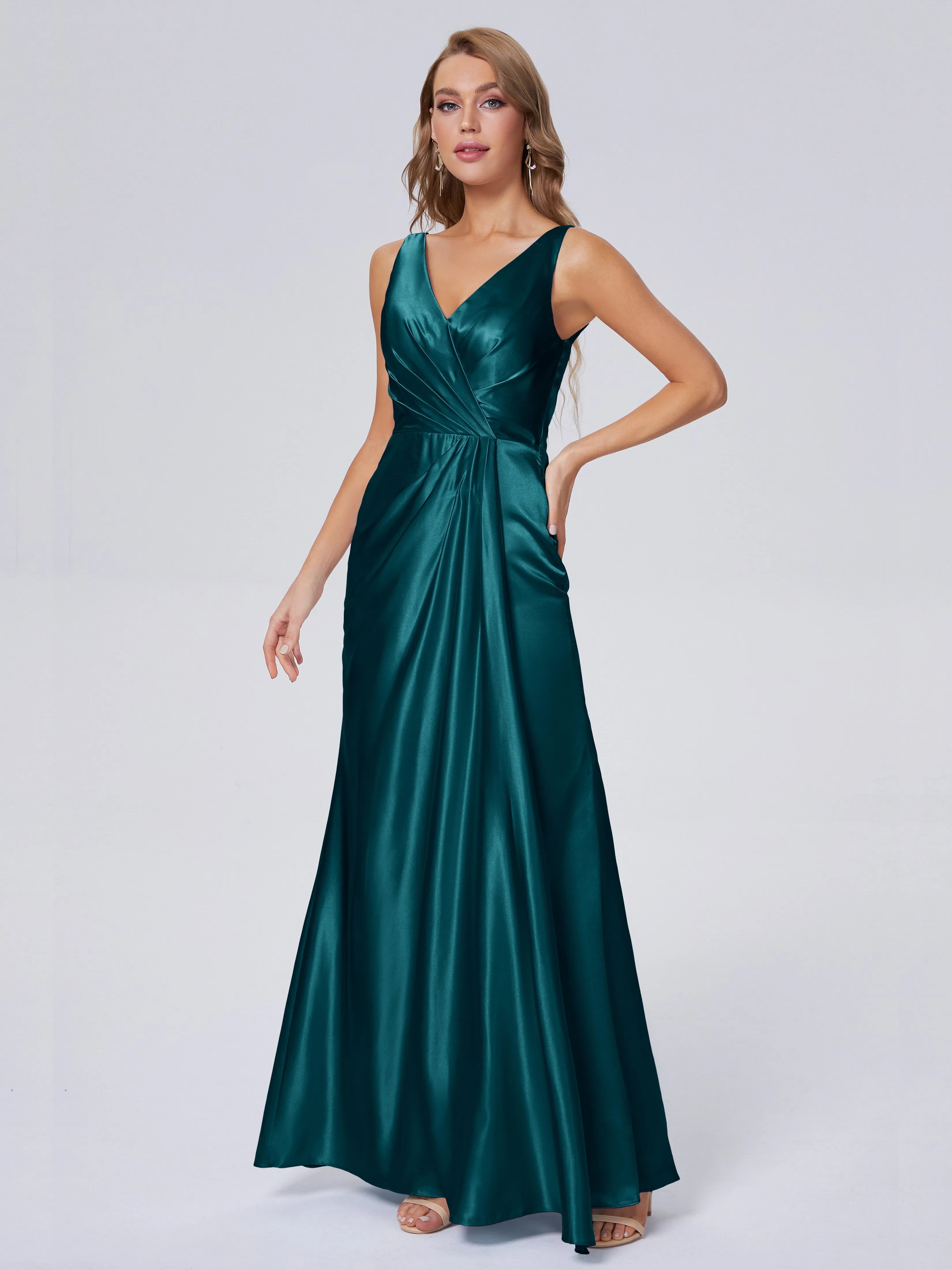 Parker V Neck Soft Satin Bridesmaid Dresses