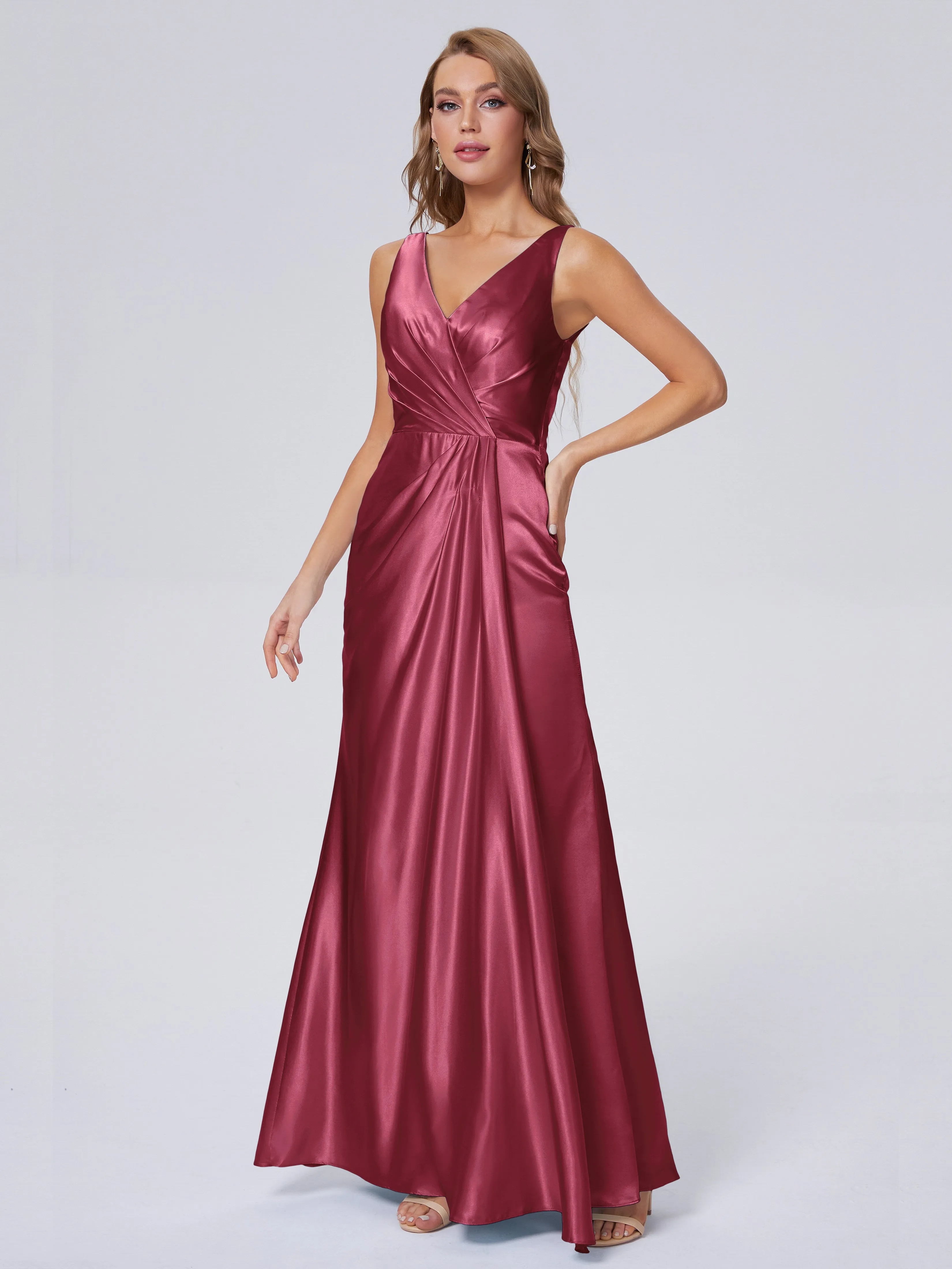 Parker V Neck Soft Satin Bridesmaid Dresses