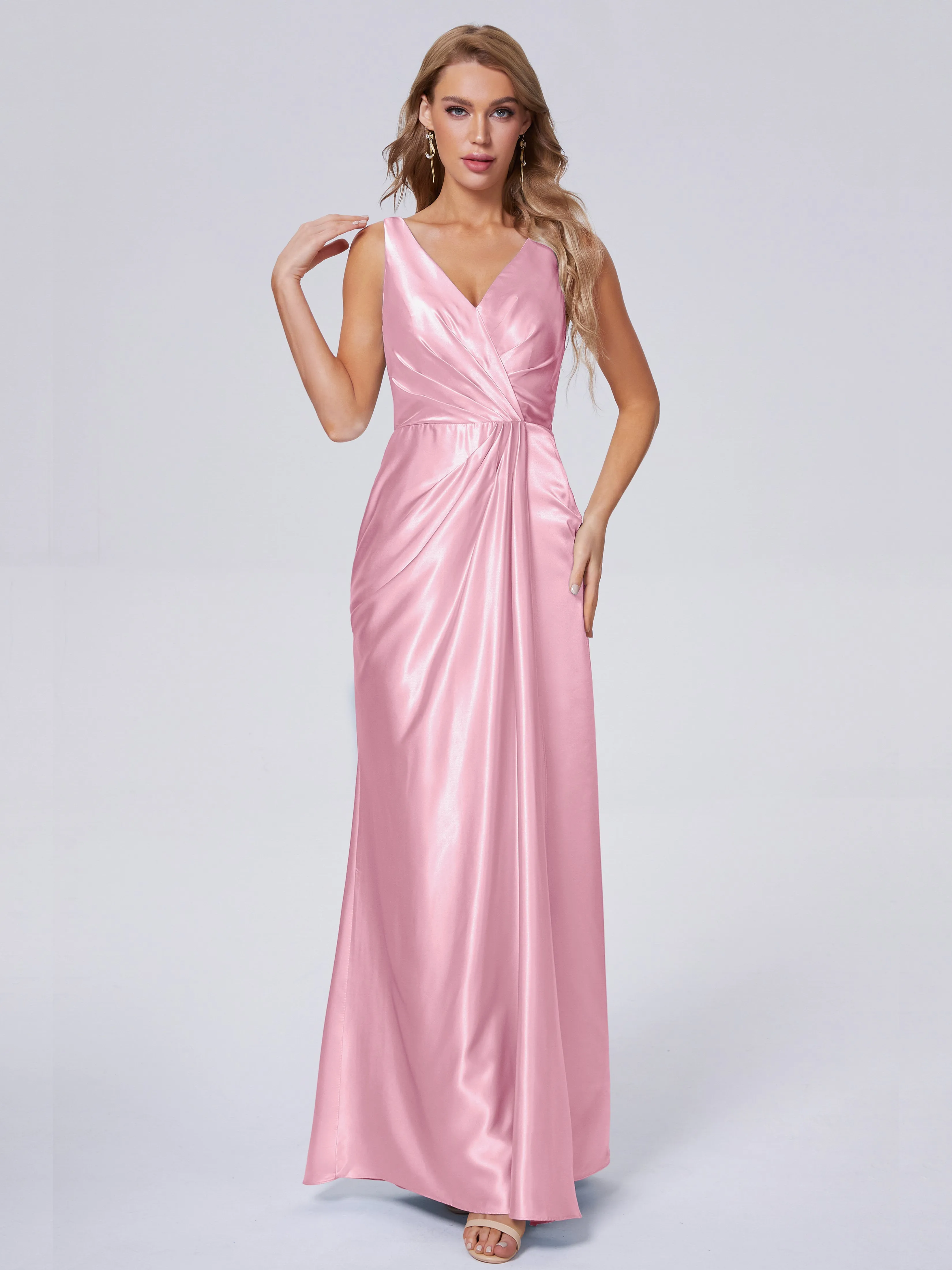 Parker V Neck Soft Satin Bridesmaid Dresses