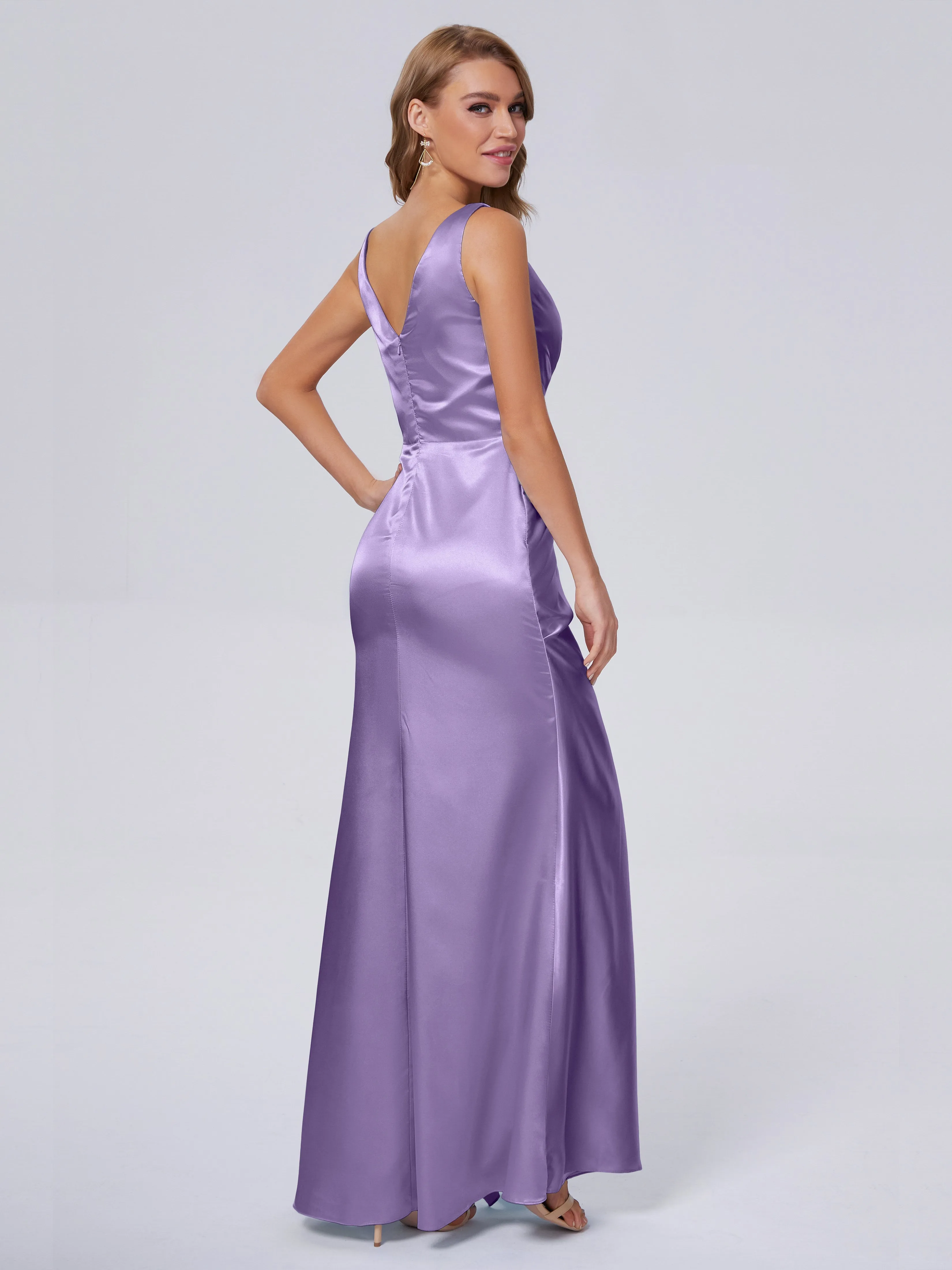 Parker V Neck Soft Satin Bridesmaid Dresses