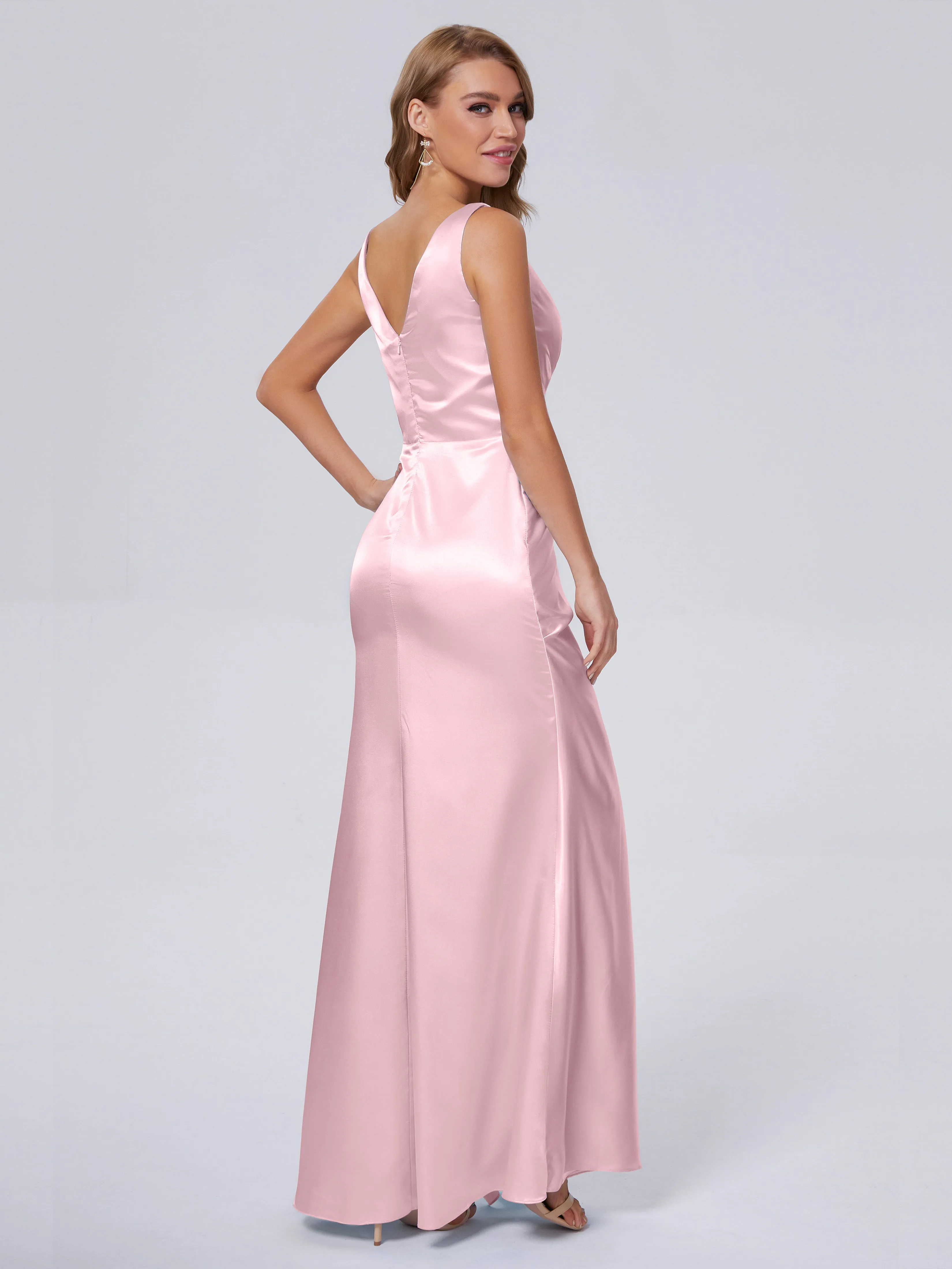 Parker V Neck Soft Satin Bridesmaid Dresses
