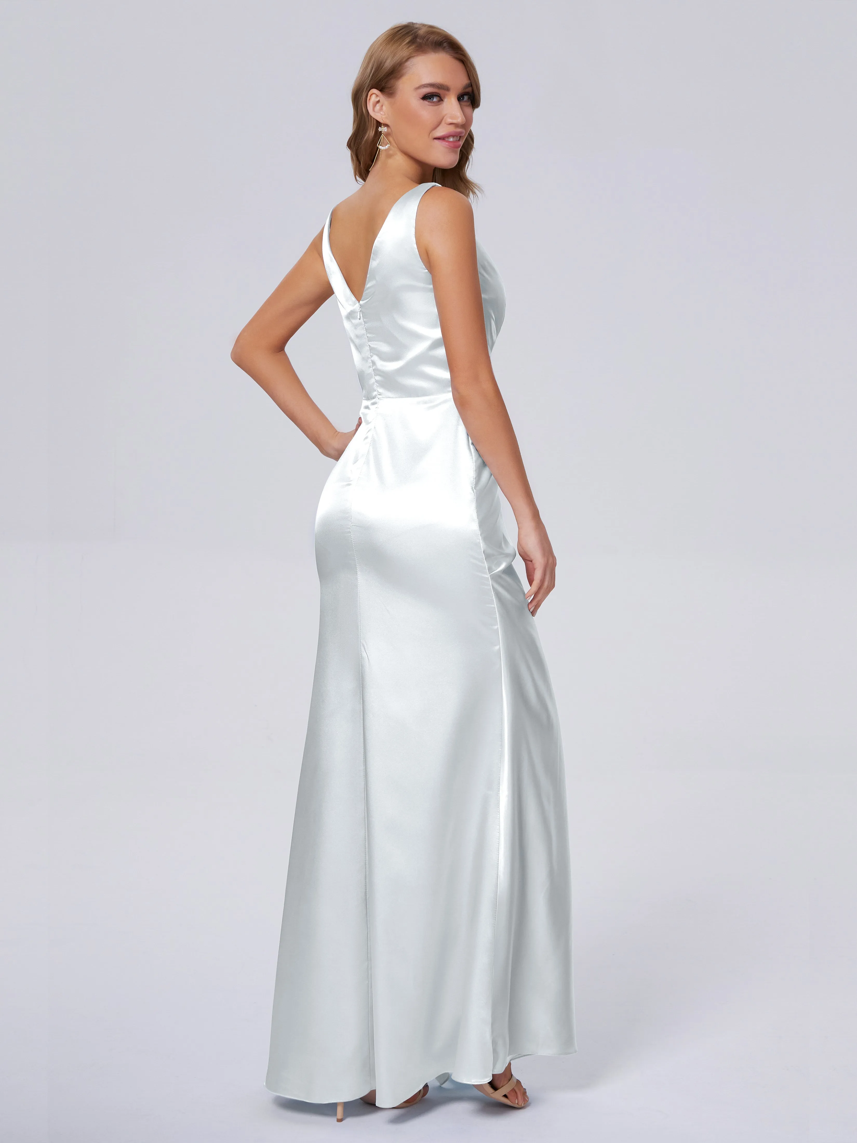 Parker V Neck Soft Satin Bridesmaid Dresses