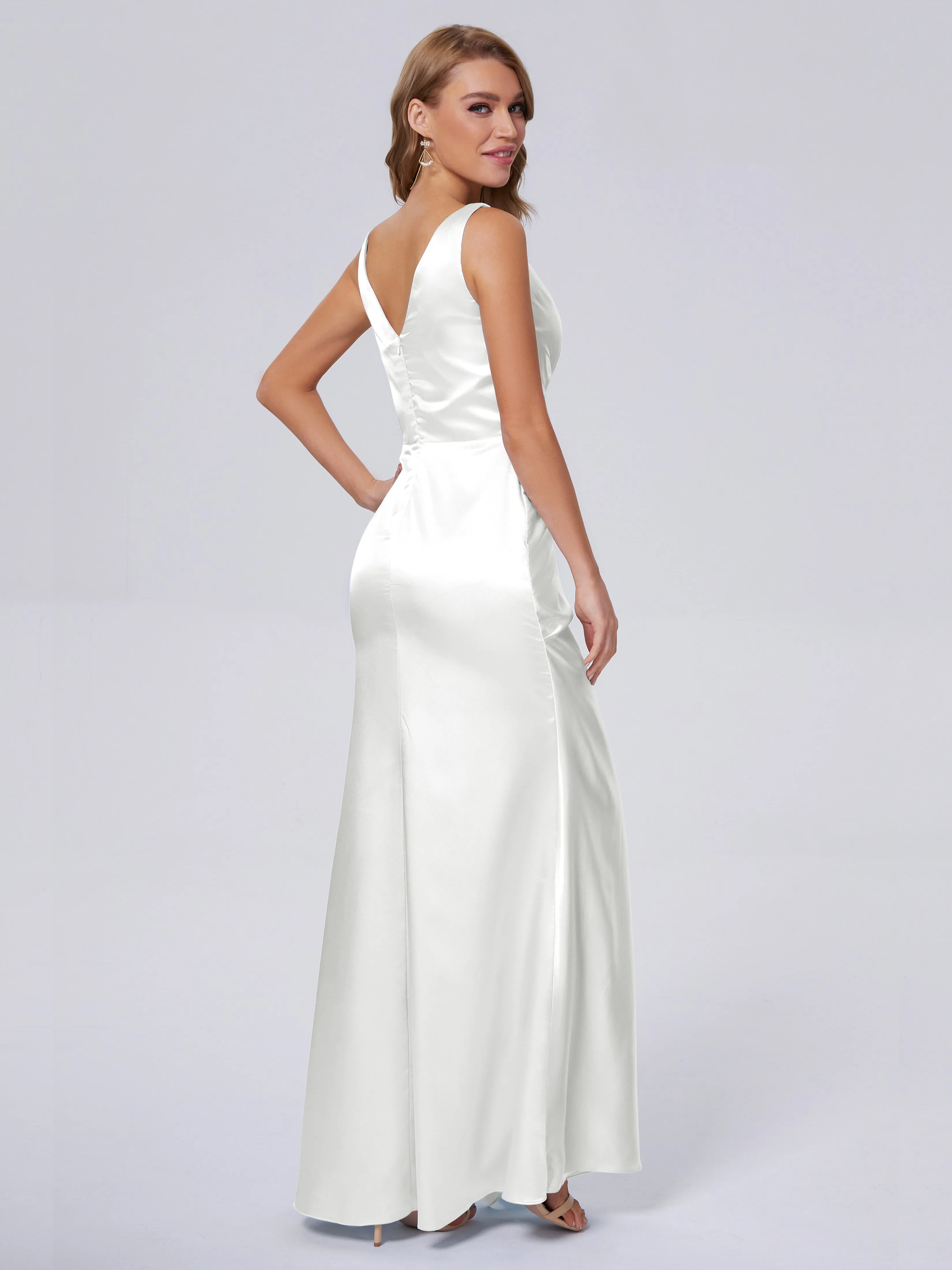Parker V Neck Soft Satin Bridesmaid Dresses