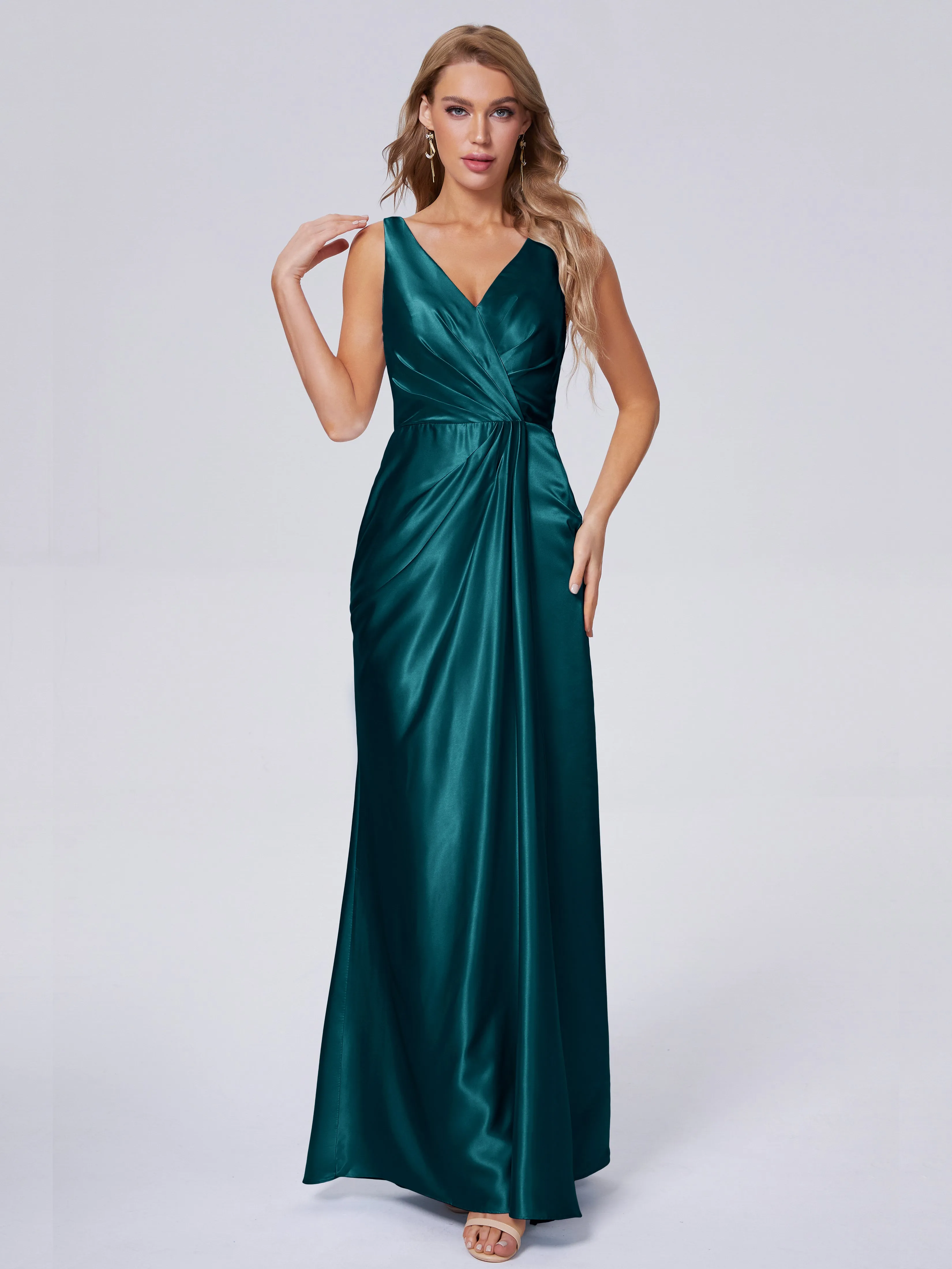 Parker V Neck Soft Satin Bridesmaid Dresses