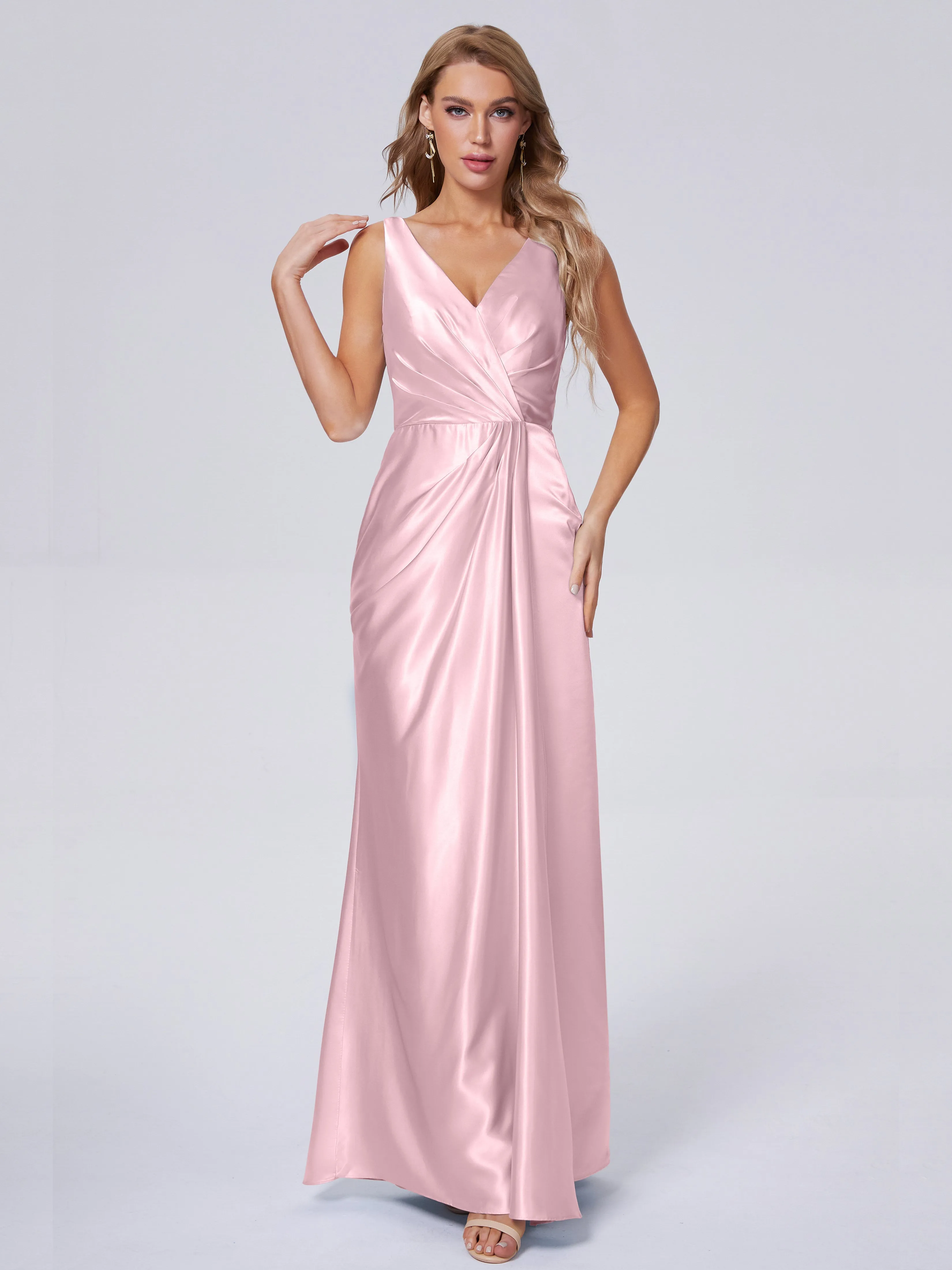 Parker V Neck Soft Satin Bridesmaid Dresses