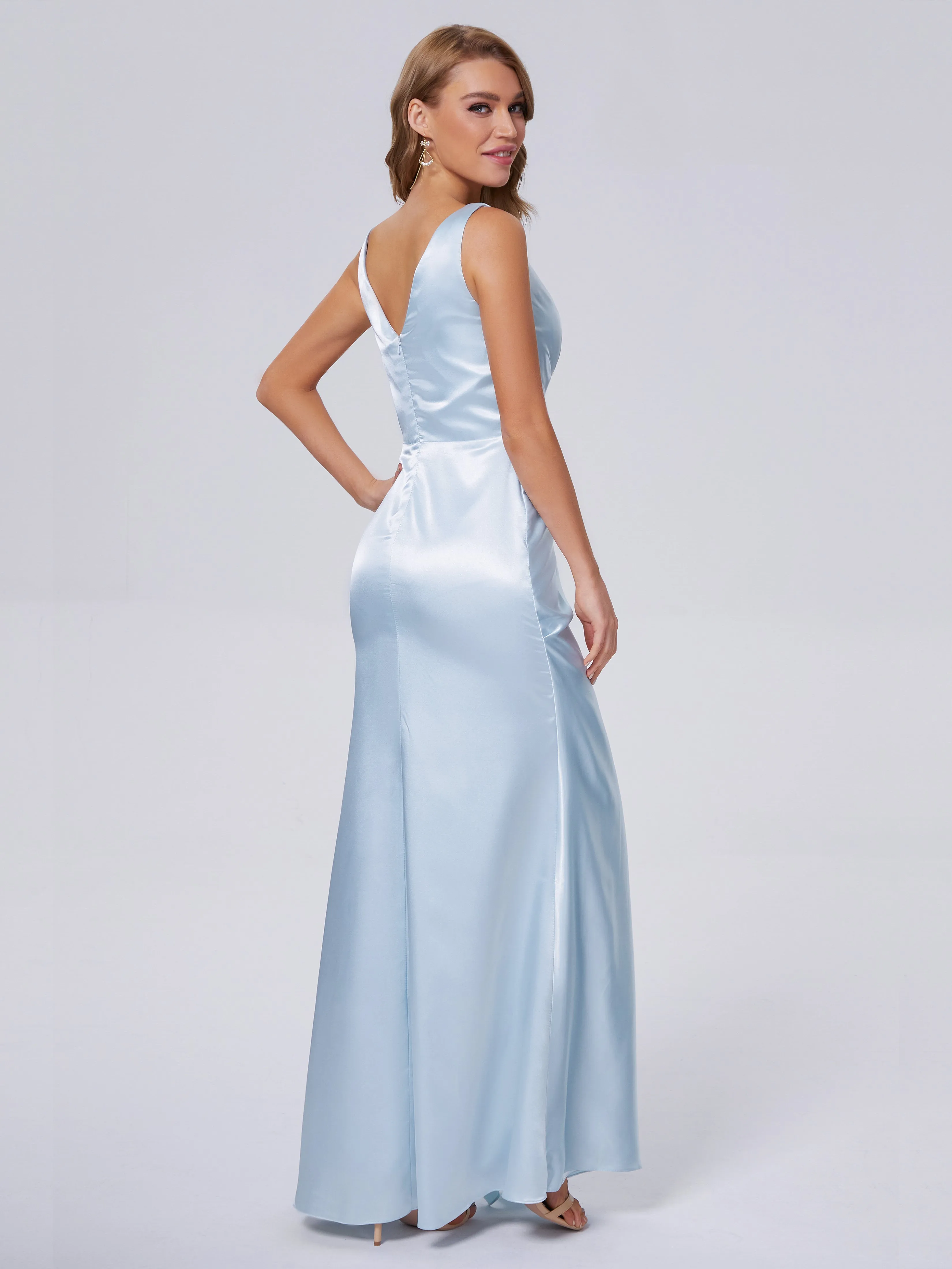 Parker V Neck Soft Satin Bridesmaid Dresses