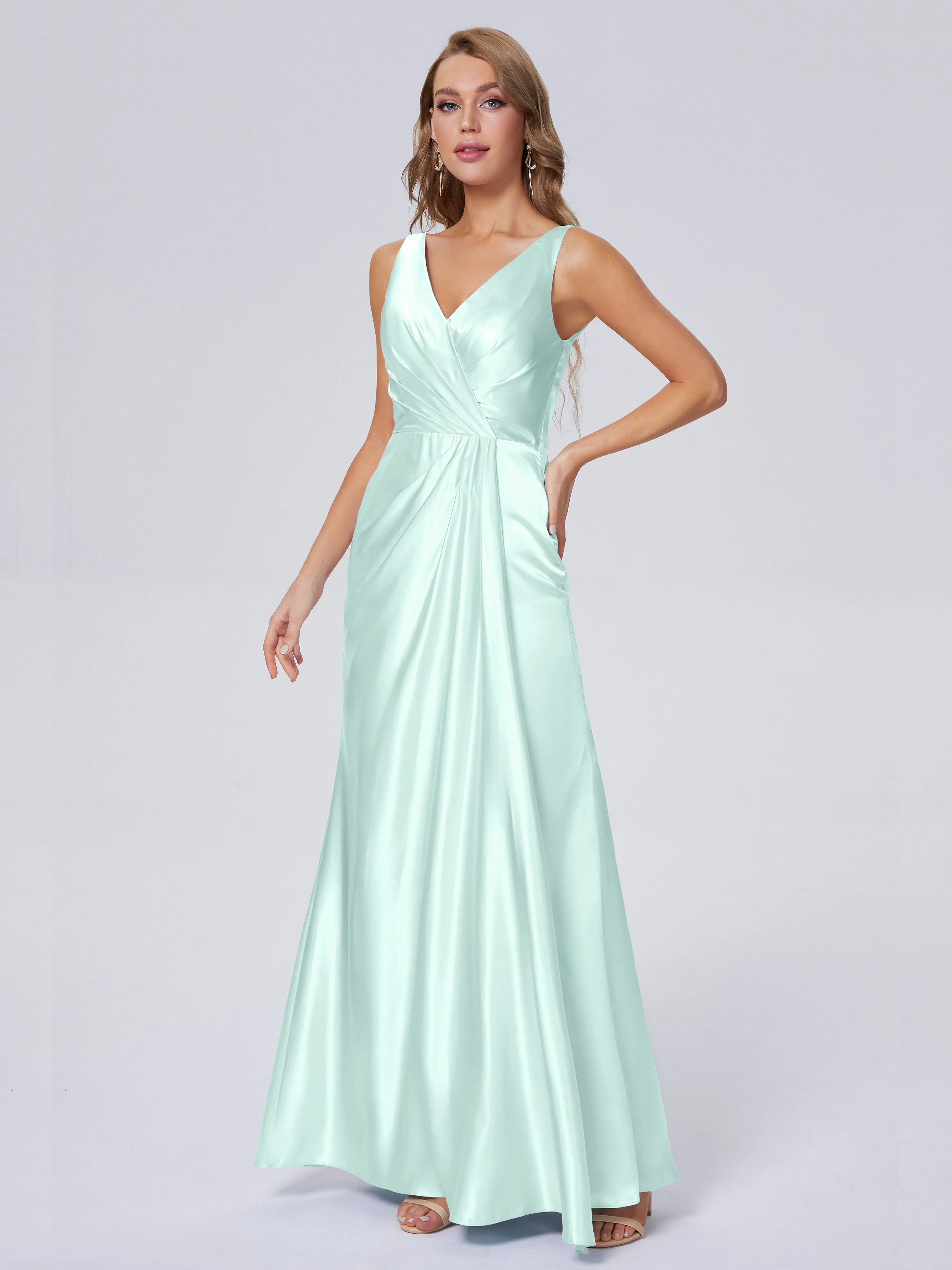 Parker V Neck Soft Satin Bridesmaid Dresses
