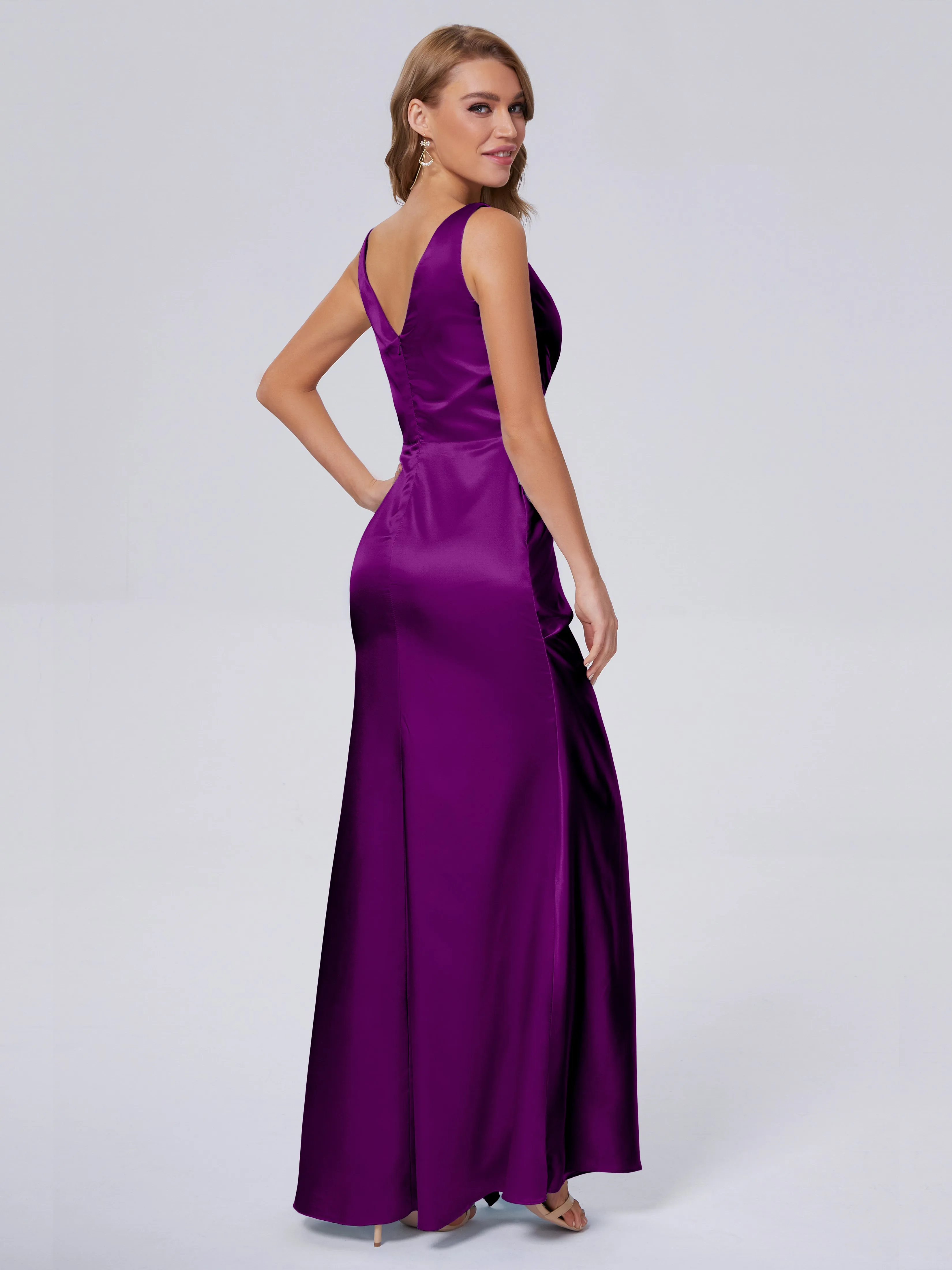Parker V Neck Soft Satin Bridesmaid Dresses