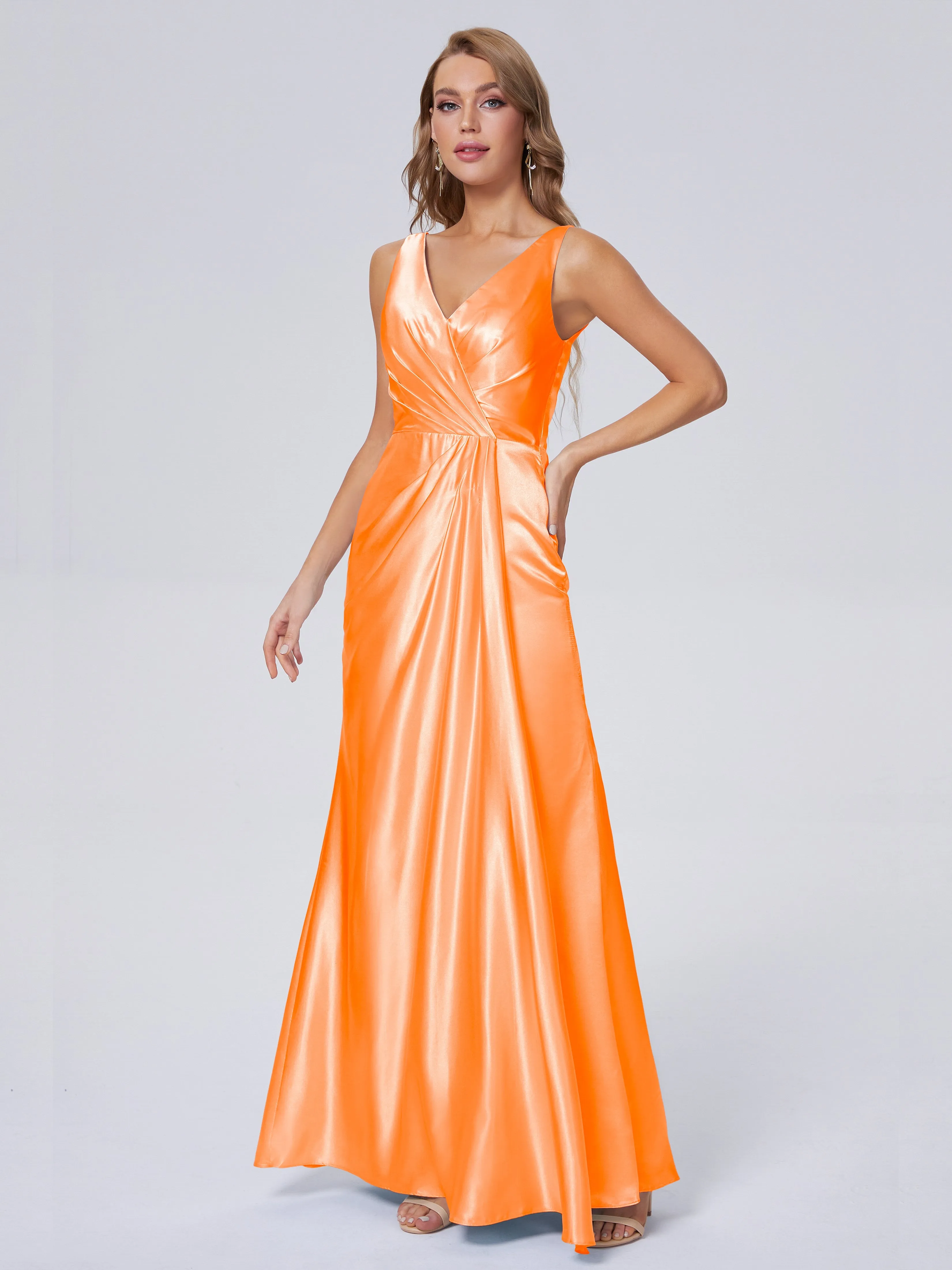 Parker V Neck Soft Satin Bridesmaid Dresses