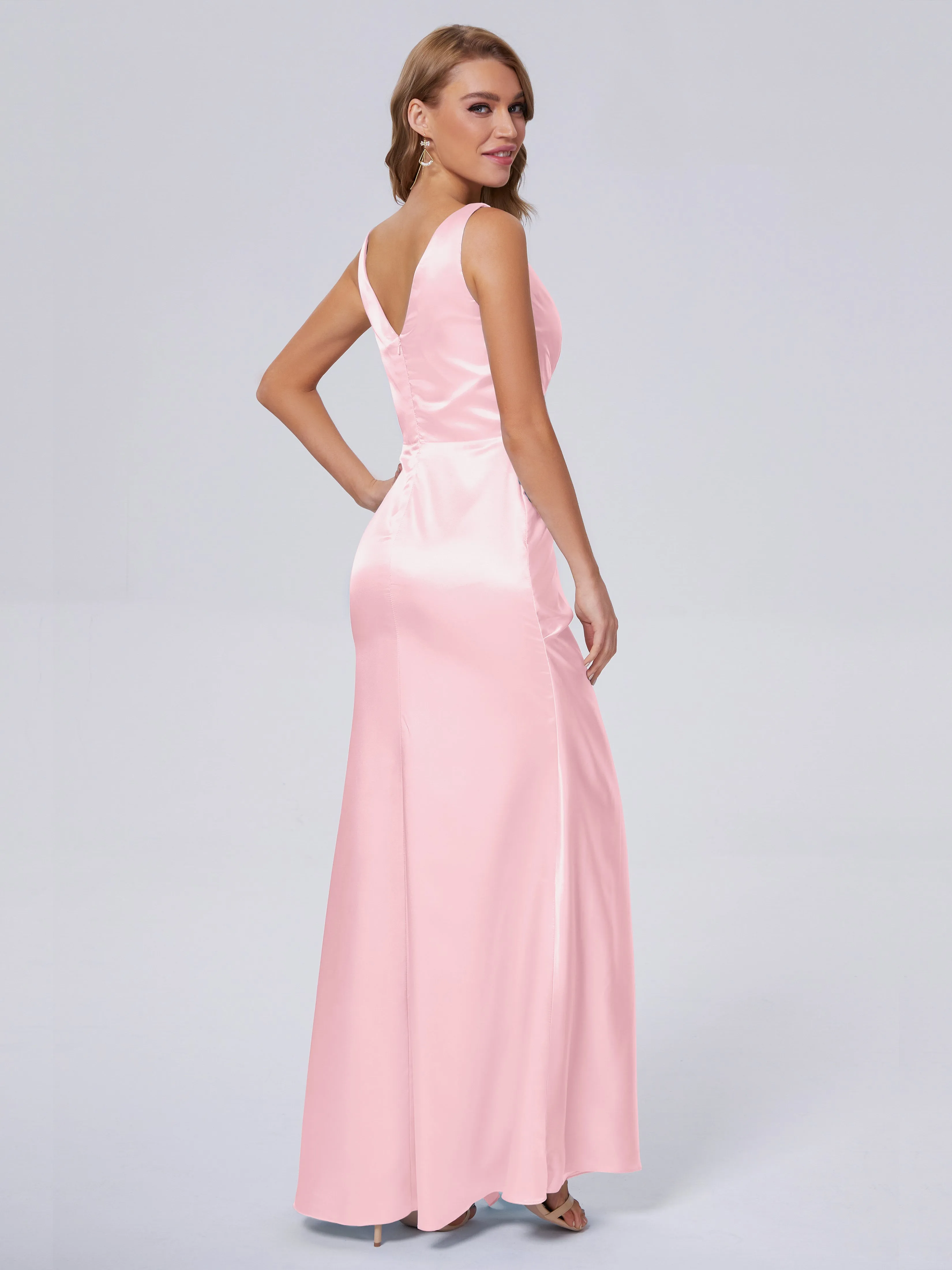 Parker V Neck Soft Satin Bridesmaid Dresses